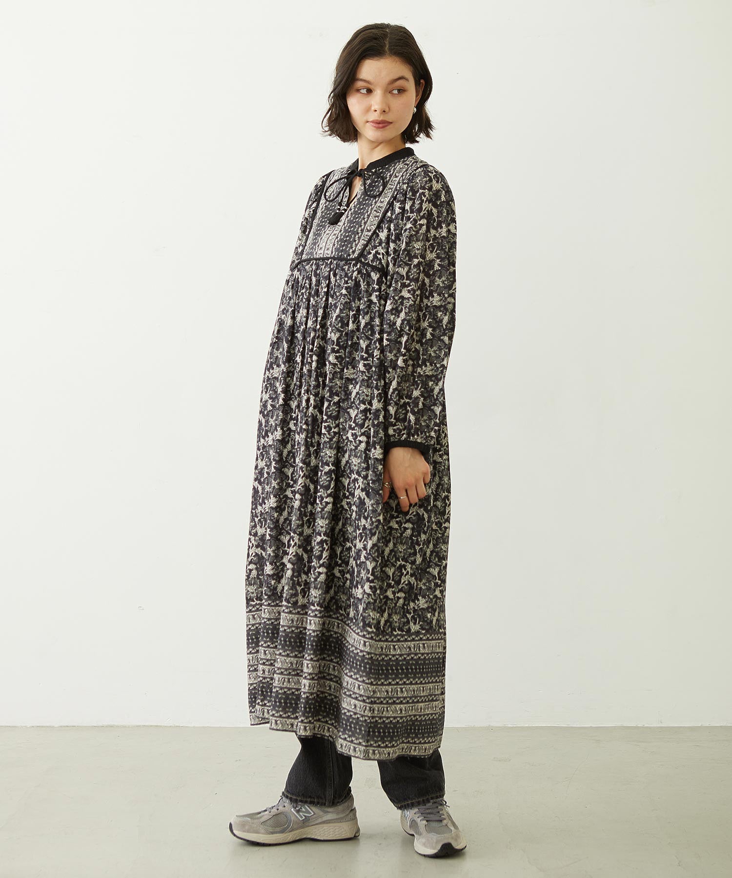 PRINTED TASSEL TIE DRESS