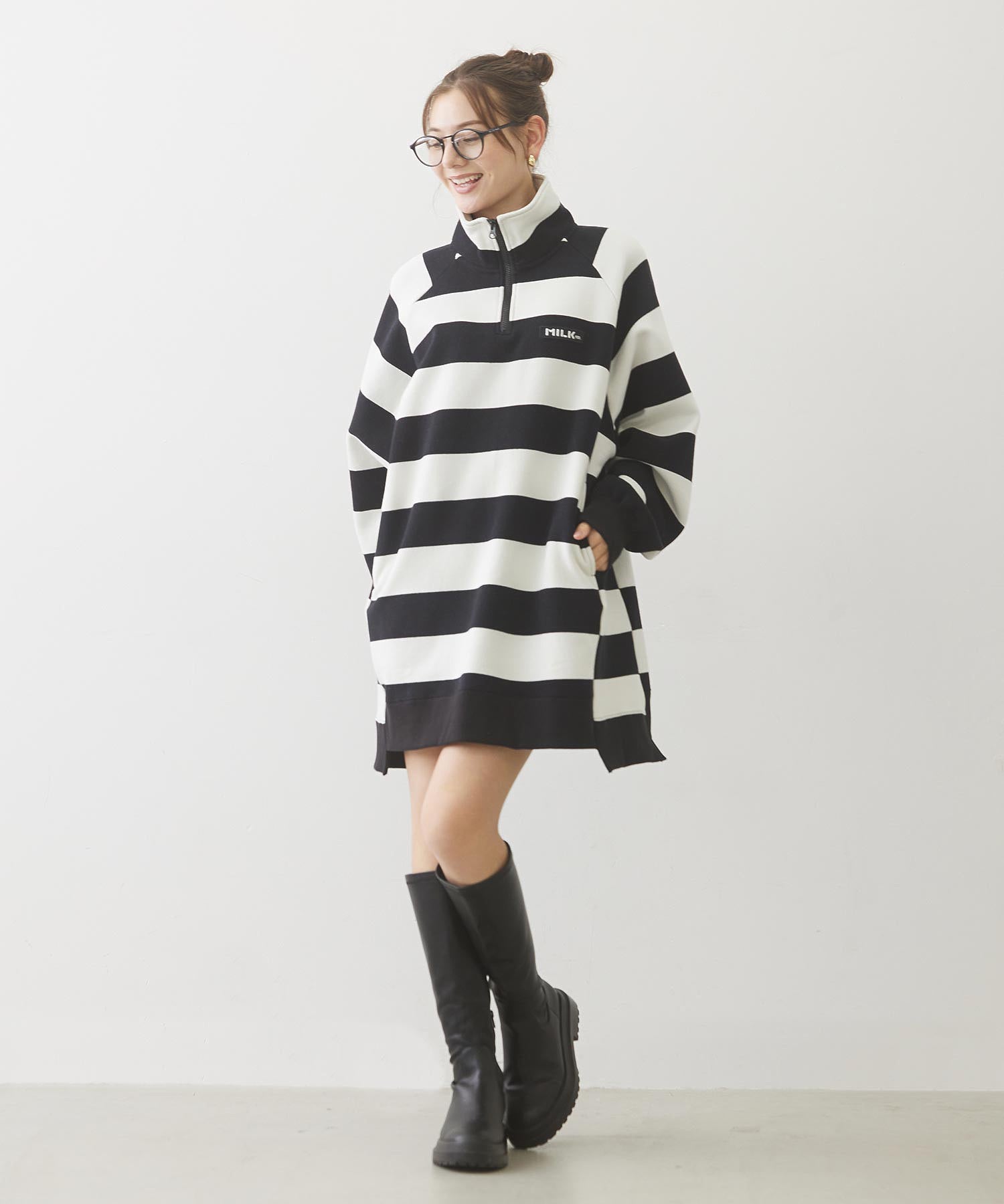 STRIPED TUNIC SWEATSHIRT