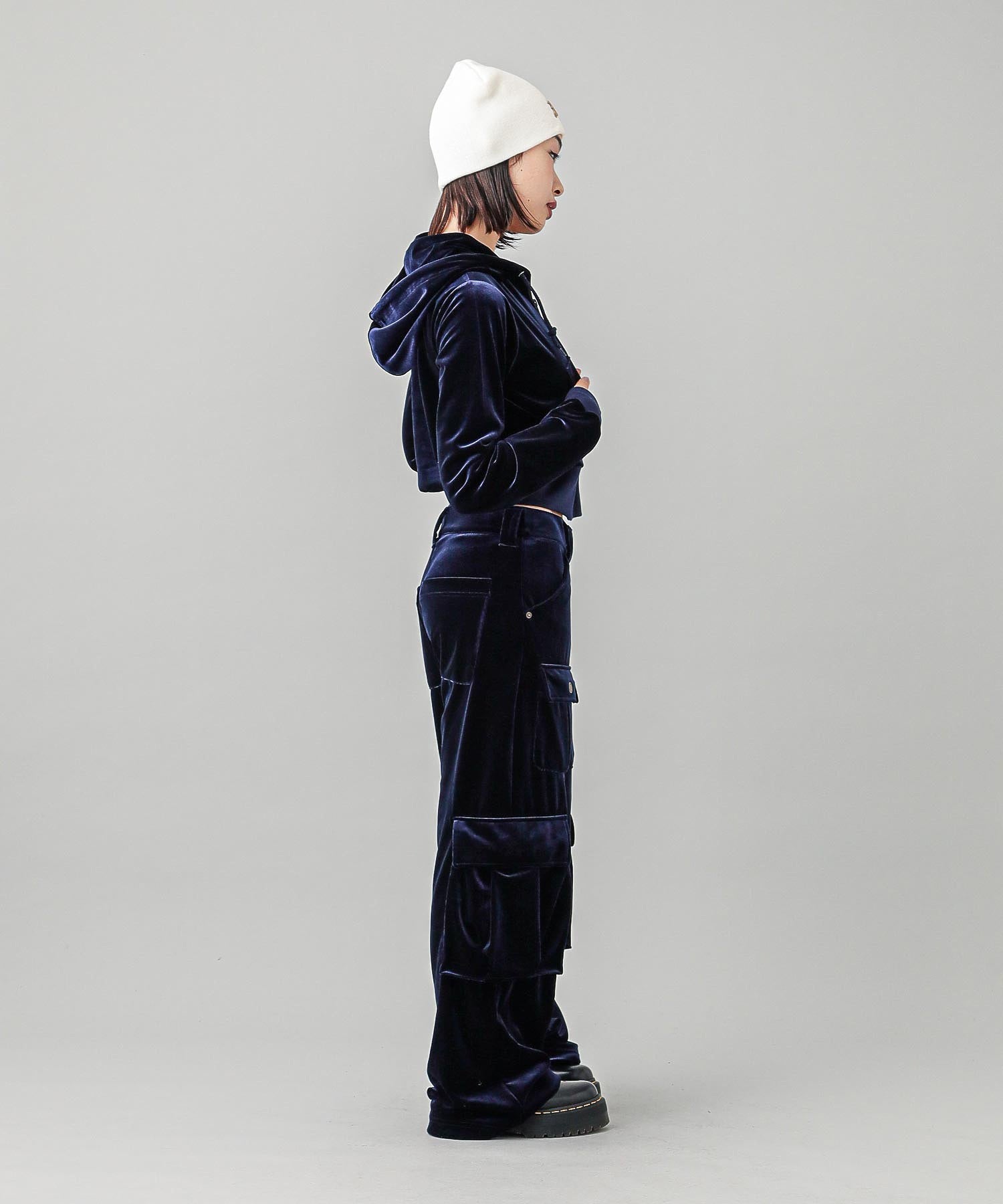 VELOUR ZIP UP HOODIE
