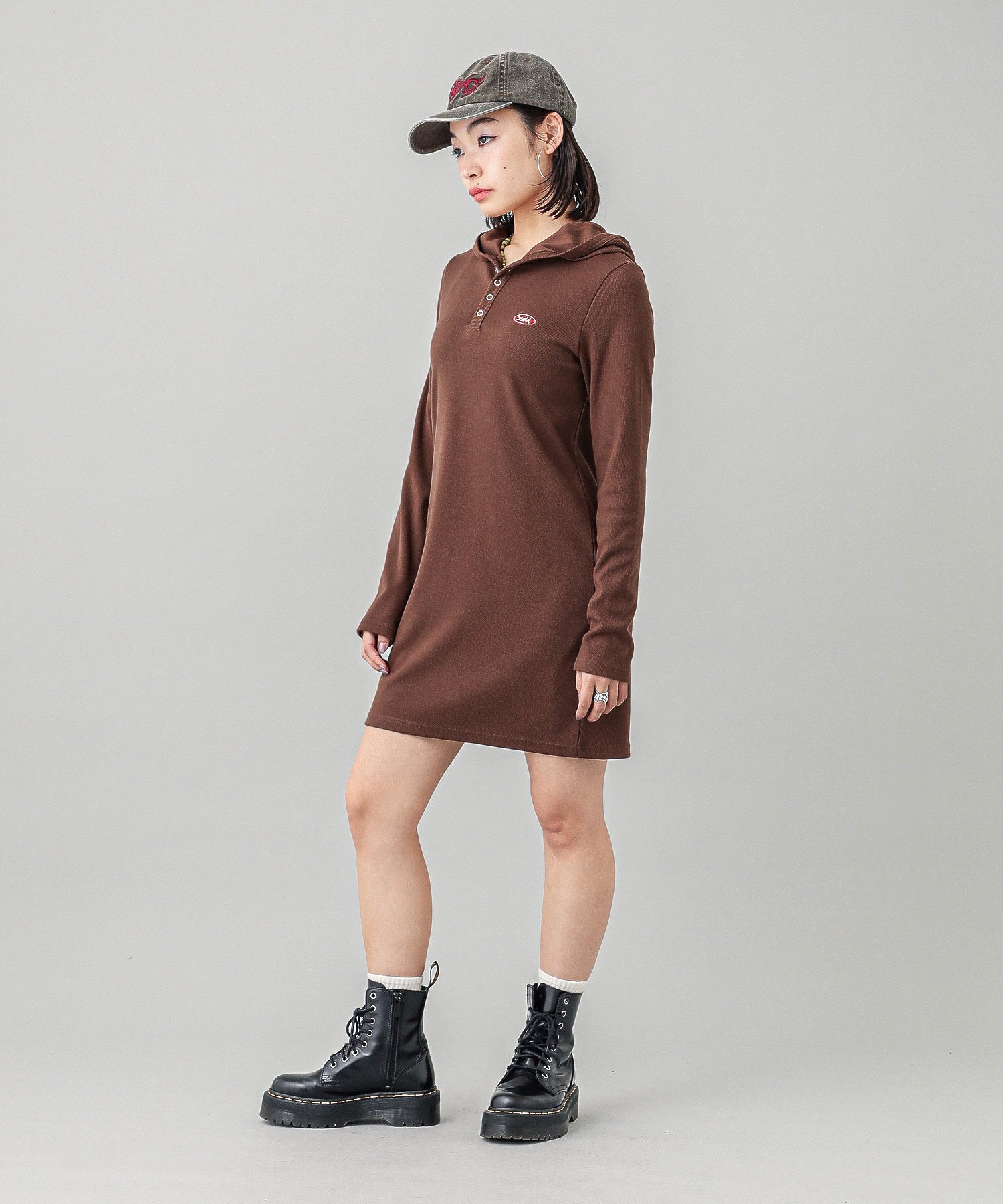 RIB HOODIE DRESS
