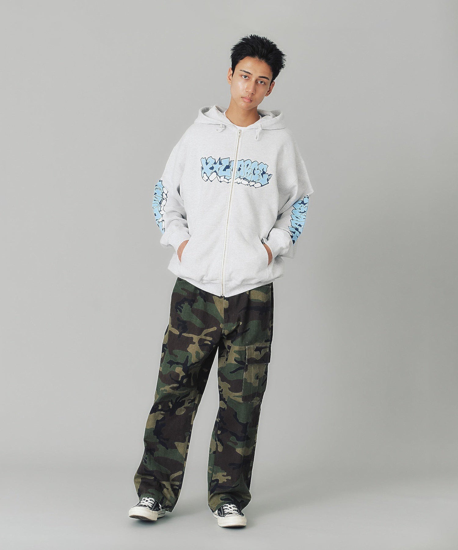 GRAFFITI ZIP UP HOODED SWEATSHIRT