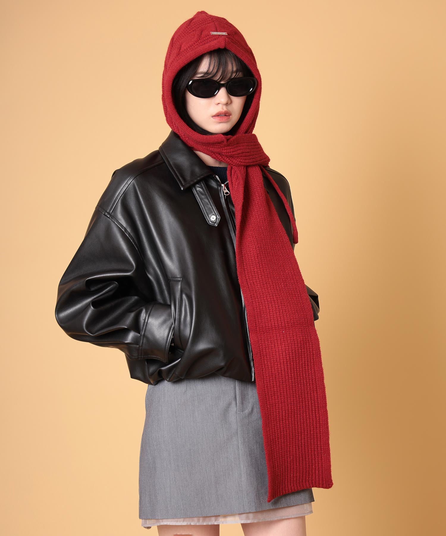 ニットフードマフラー