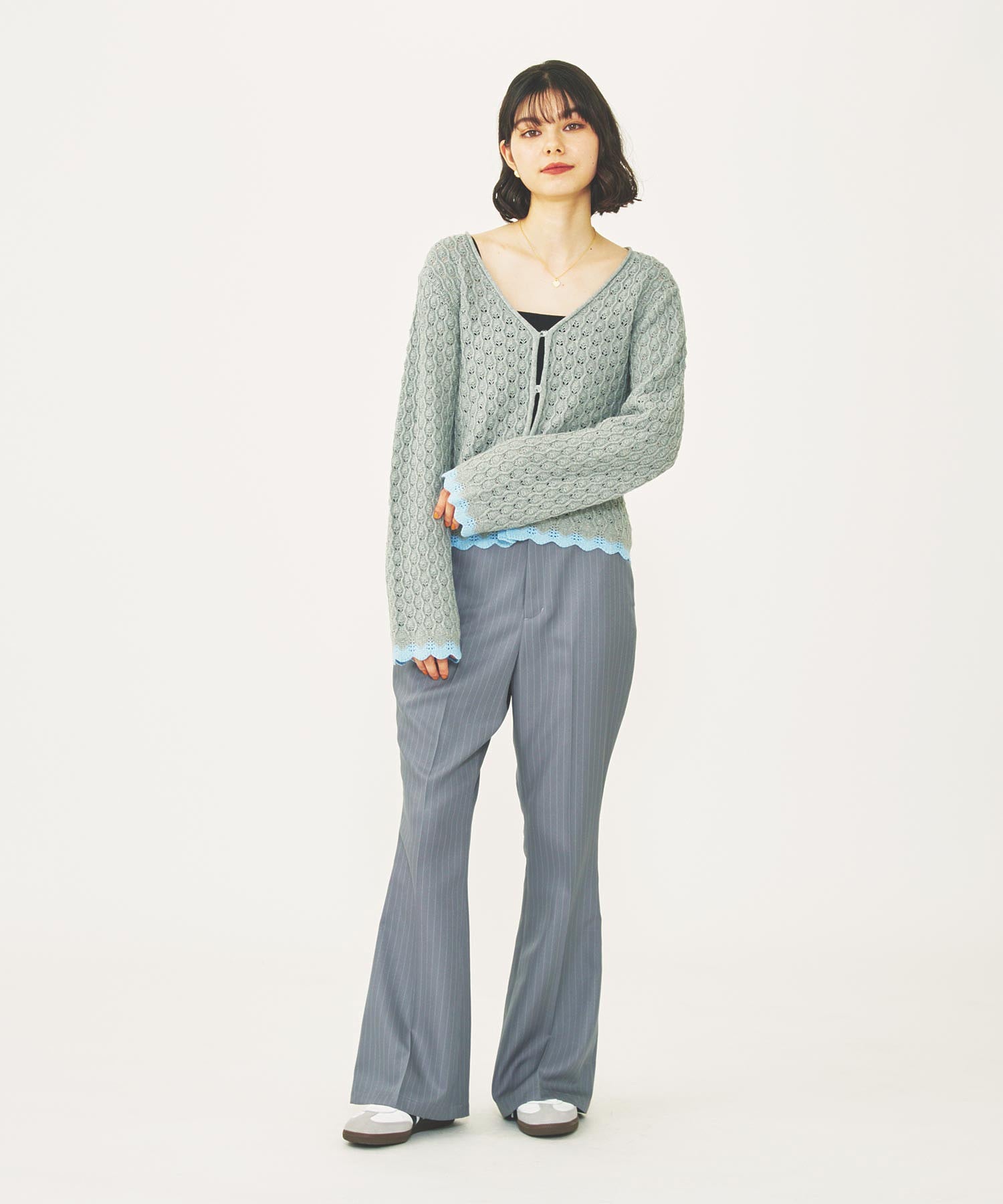 SCALLOP HEM KNIT CARDIGAN