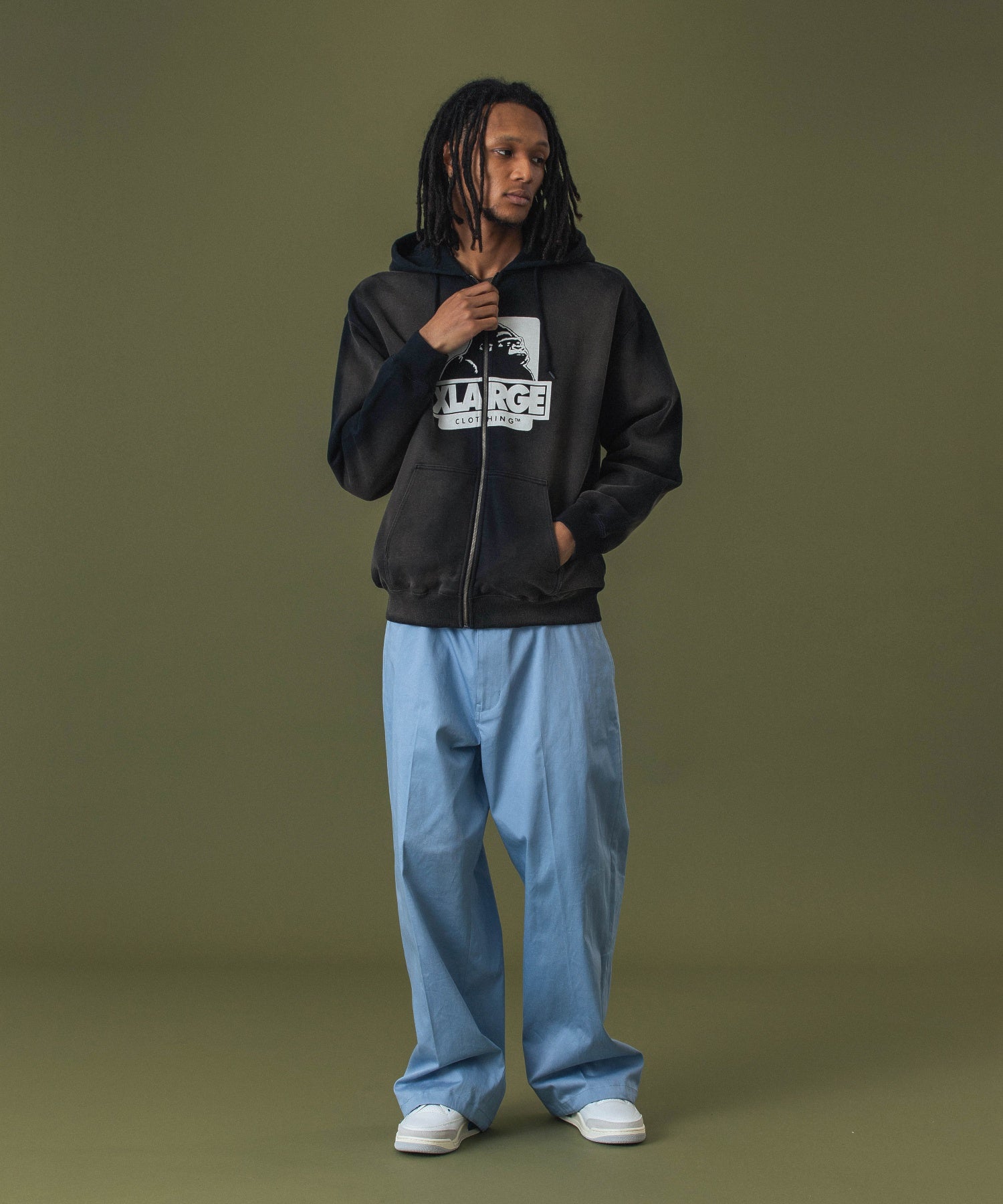 DISCHARGE PRINTED OG ZIP HOODED SWEATSHIRT