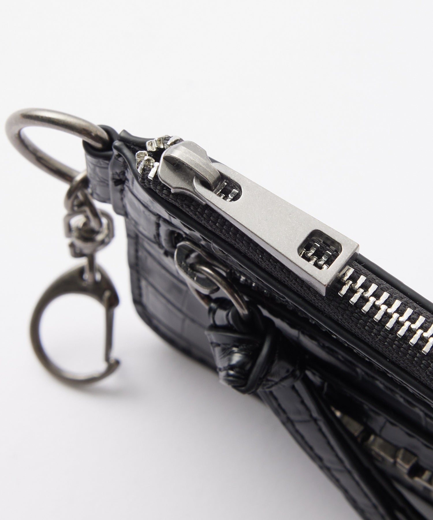 MILLS LOGO FAUX CROCO CARD CASE