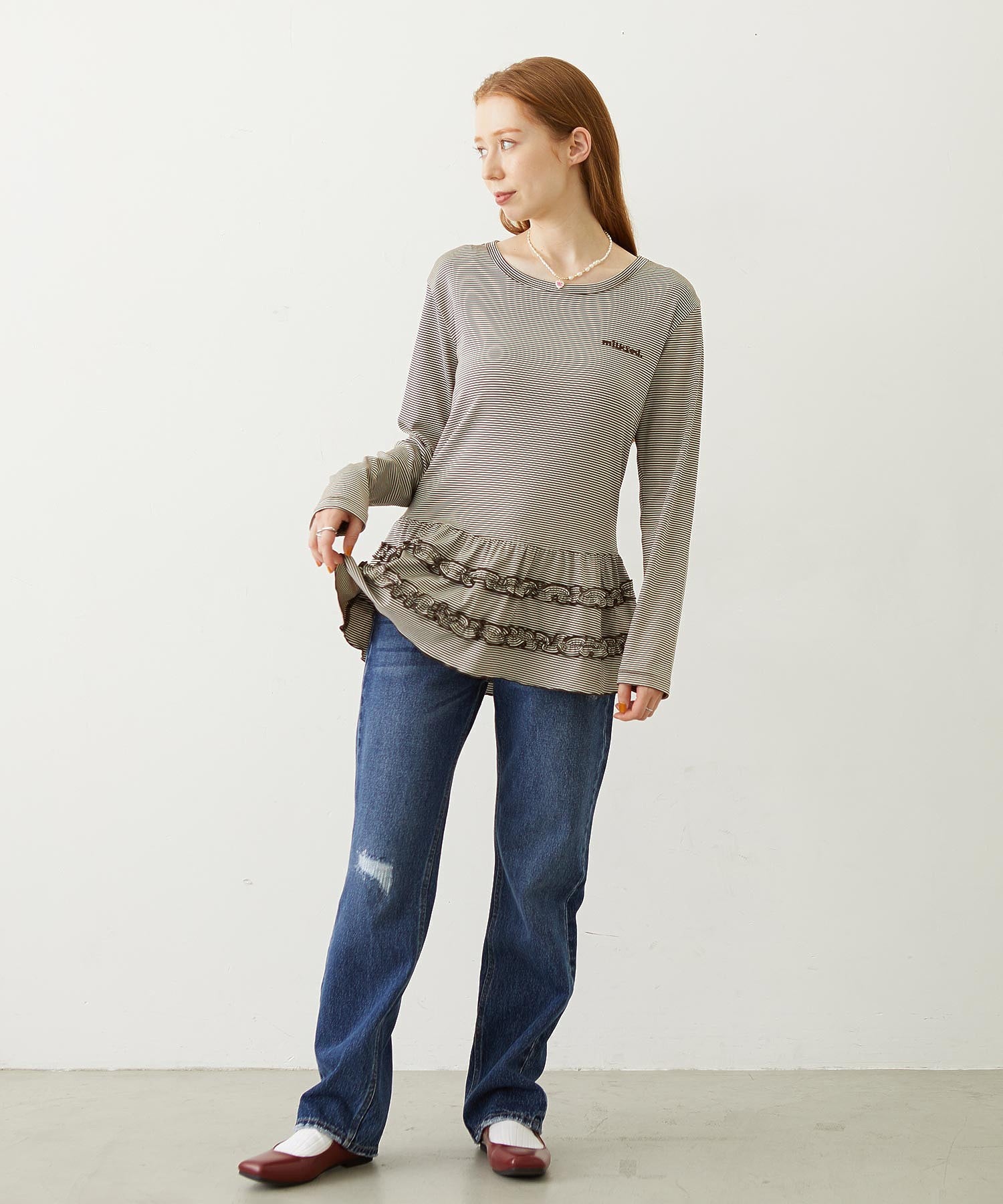 RUFFLE HEM L/S TOP