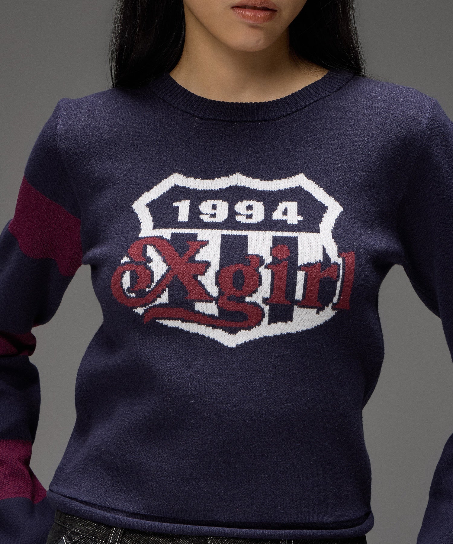 EMBLEM LOGO JACQUARD COMPACT KNIT TOP