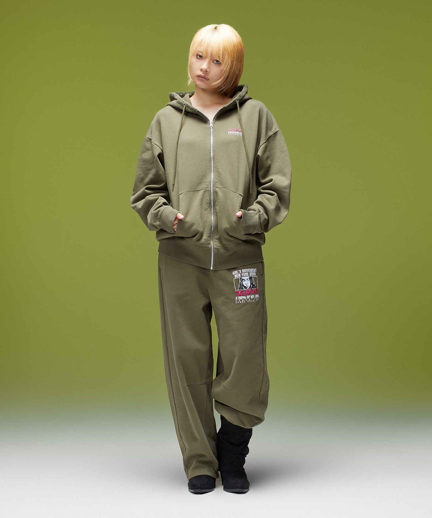FACE BOX AND MESSAGE ZIP UP SWEAT HOODIE