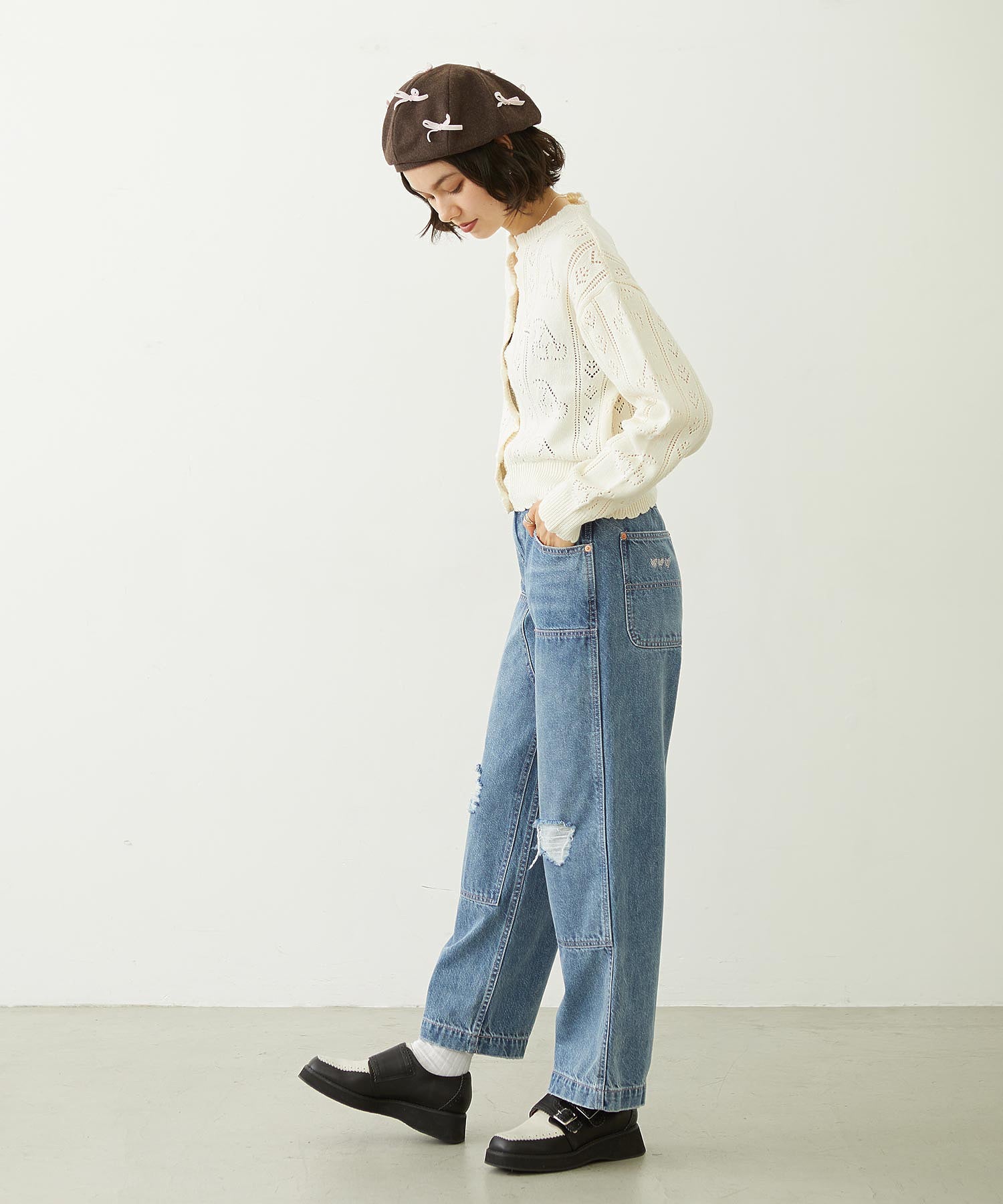 CHERRY OPEN KNIT CARDIGAN