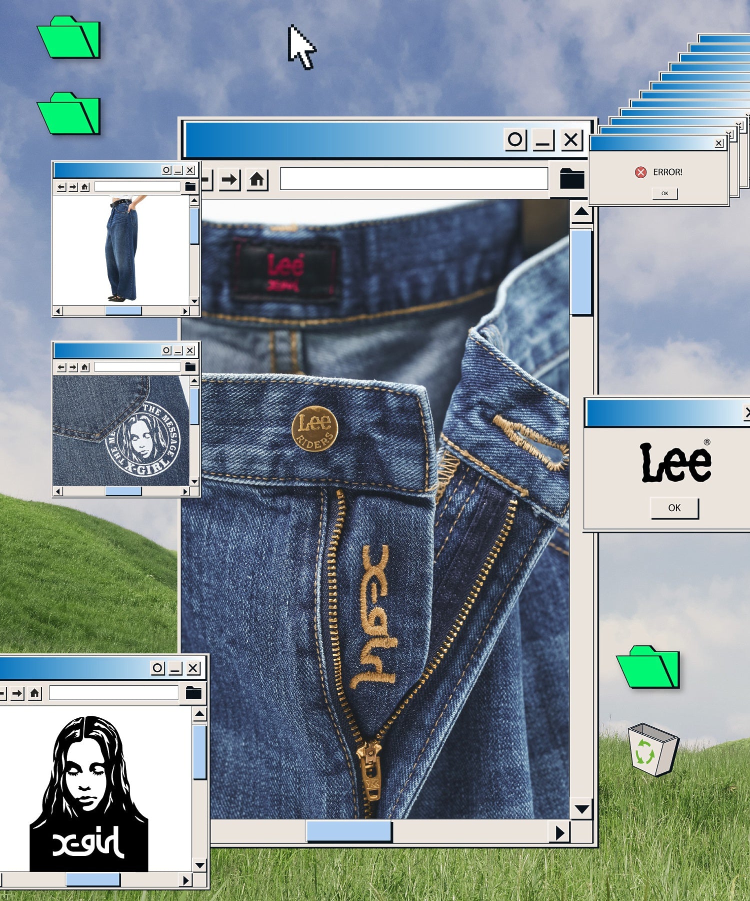 X-girl x Lee TUCK WIDE DENIM PANTS
