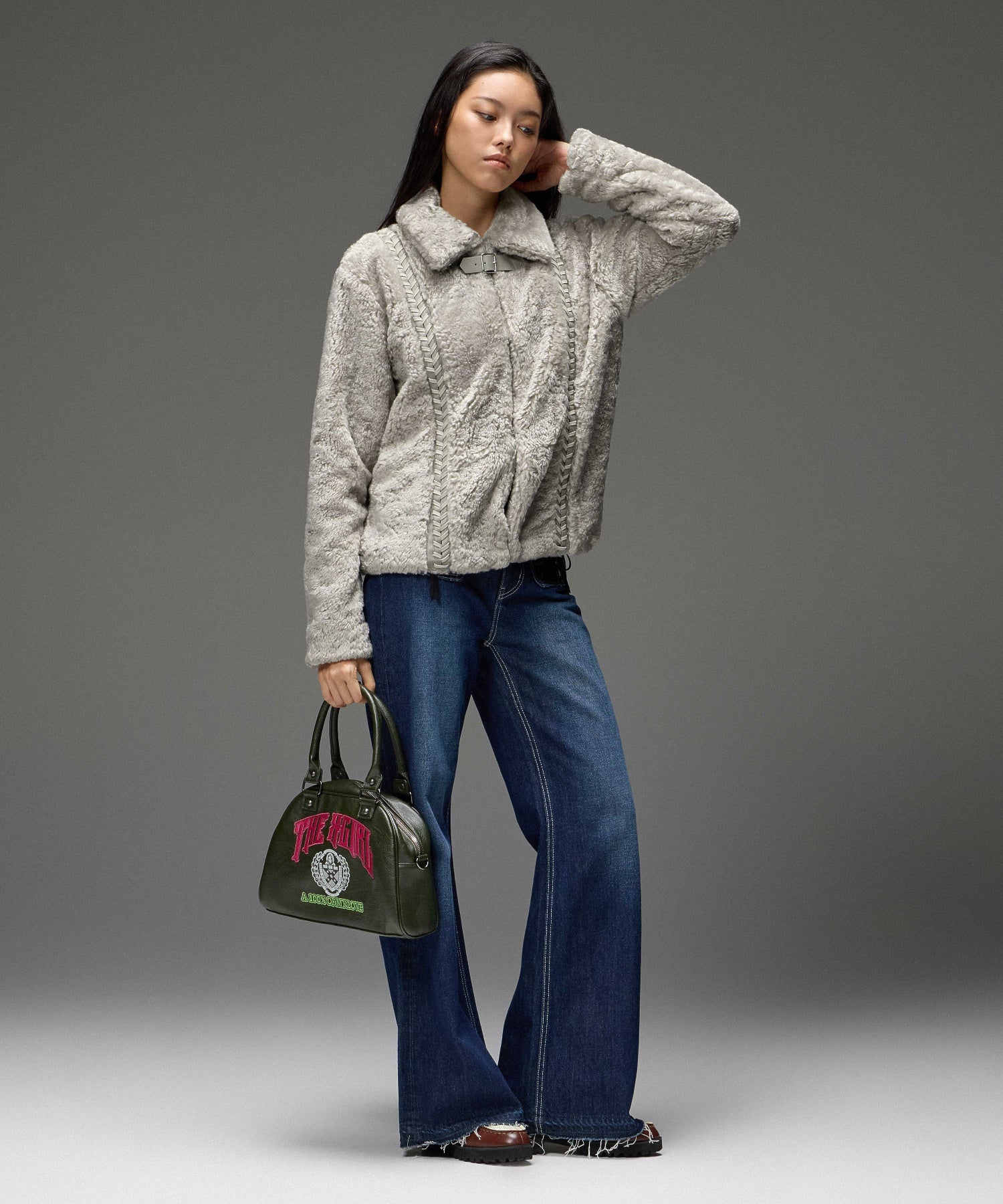 FACE EMBLEM AND LOGO BOSTON BAG
