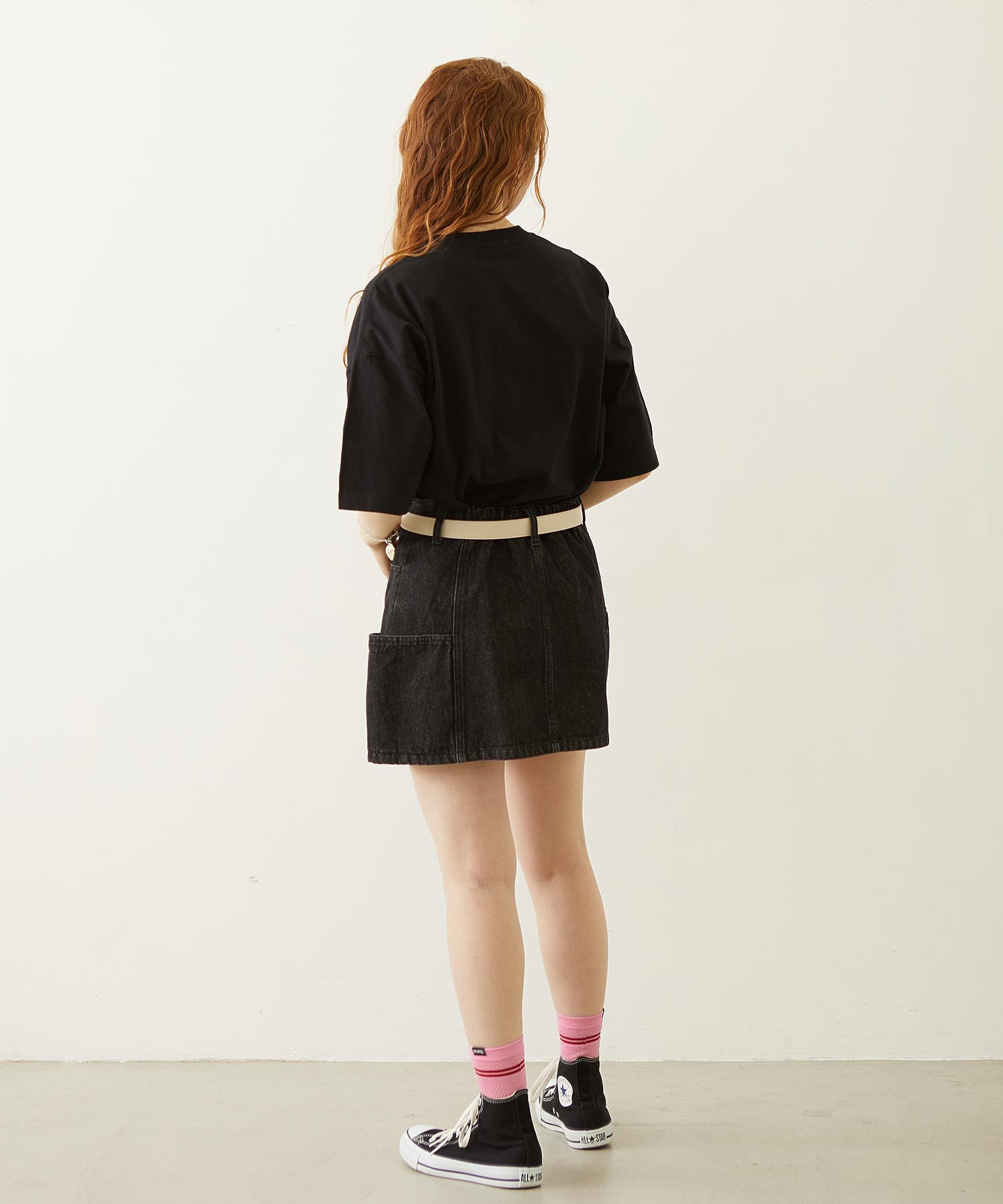 CUT OUT LOGO GINGHAM WIDE S/S TEE