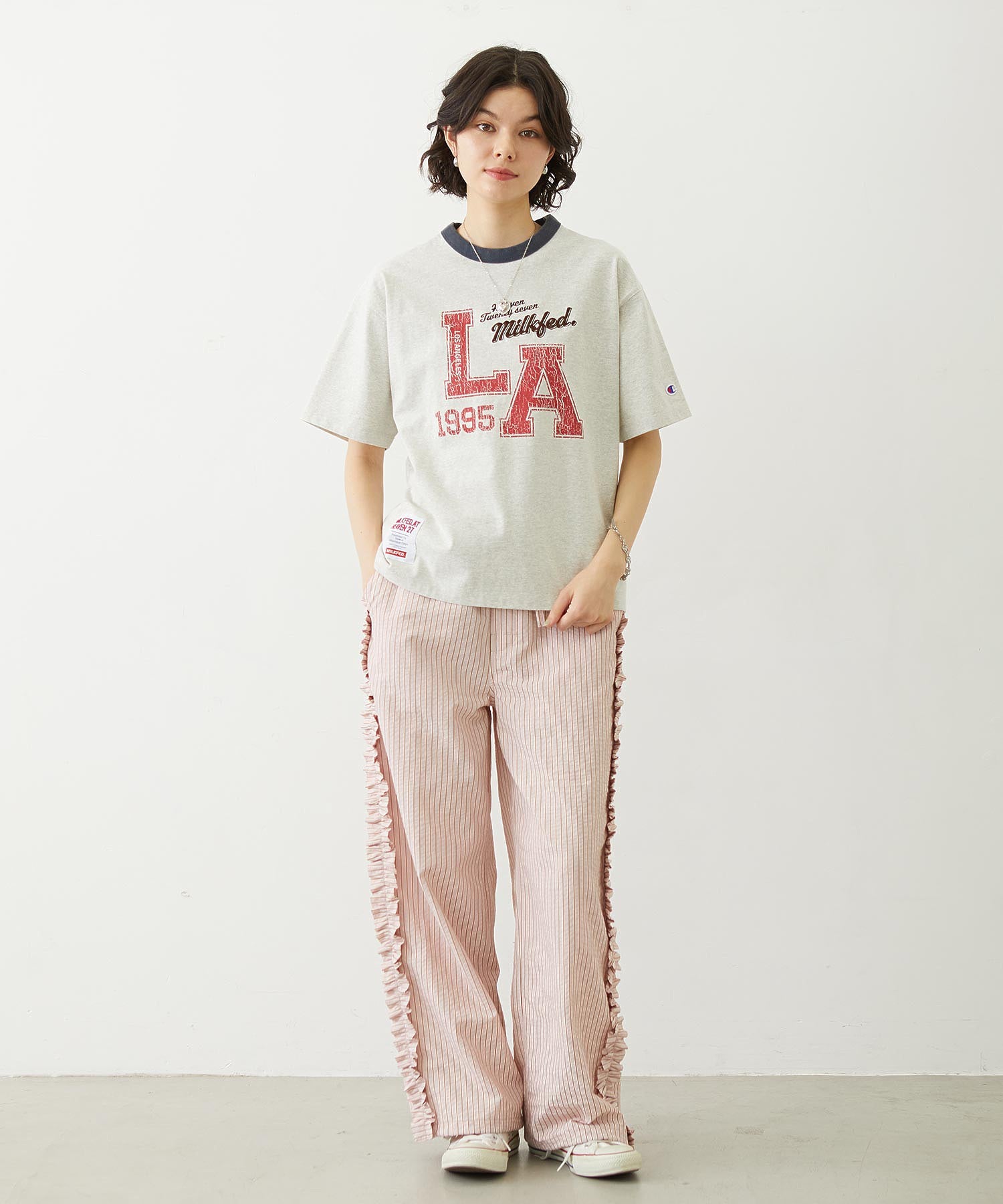 MILKFED.×CHAMPION LA LOGO S/S TEE