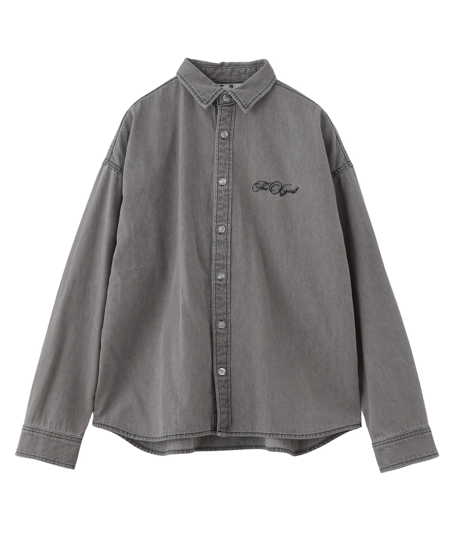 SCRIPT LOGO BLEACHED DENIM SHIRT