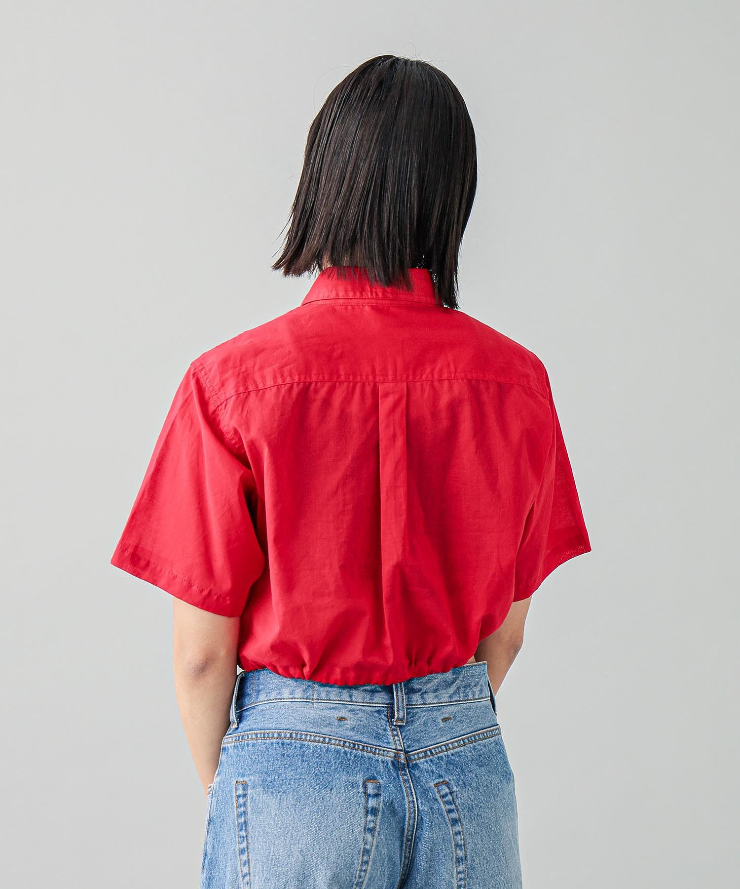 DRAWSTRING CROPPED SHIRT