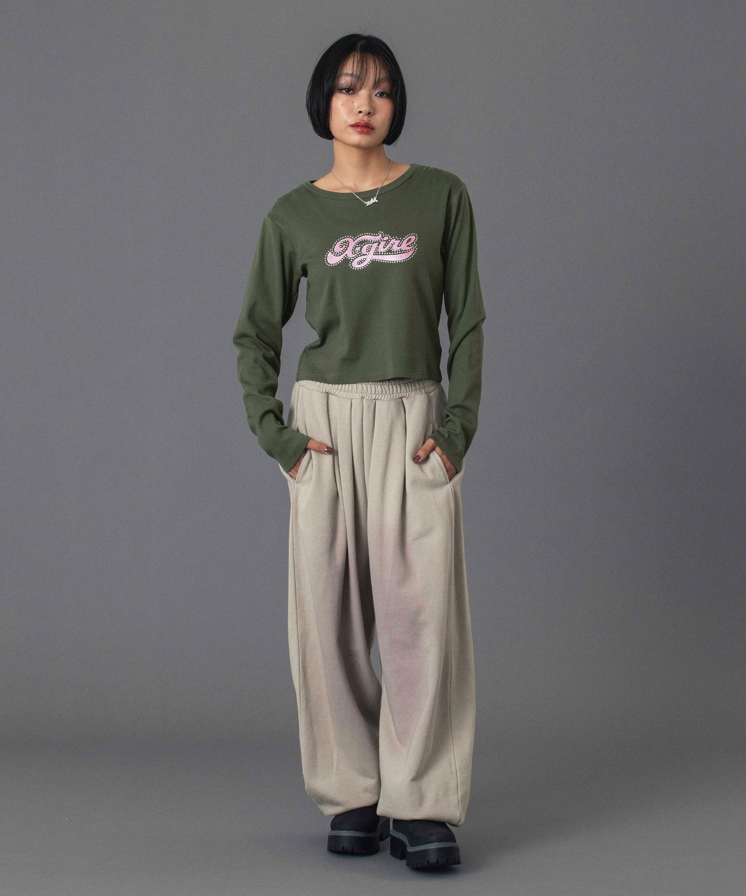 RHINESTONE AND GLITTER LOGO L/S BABY TEE