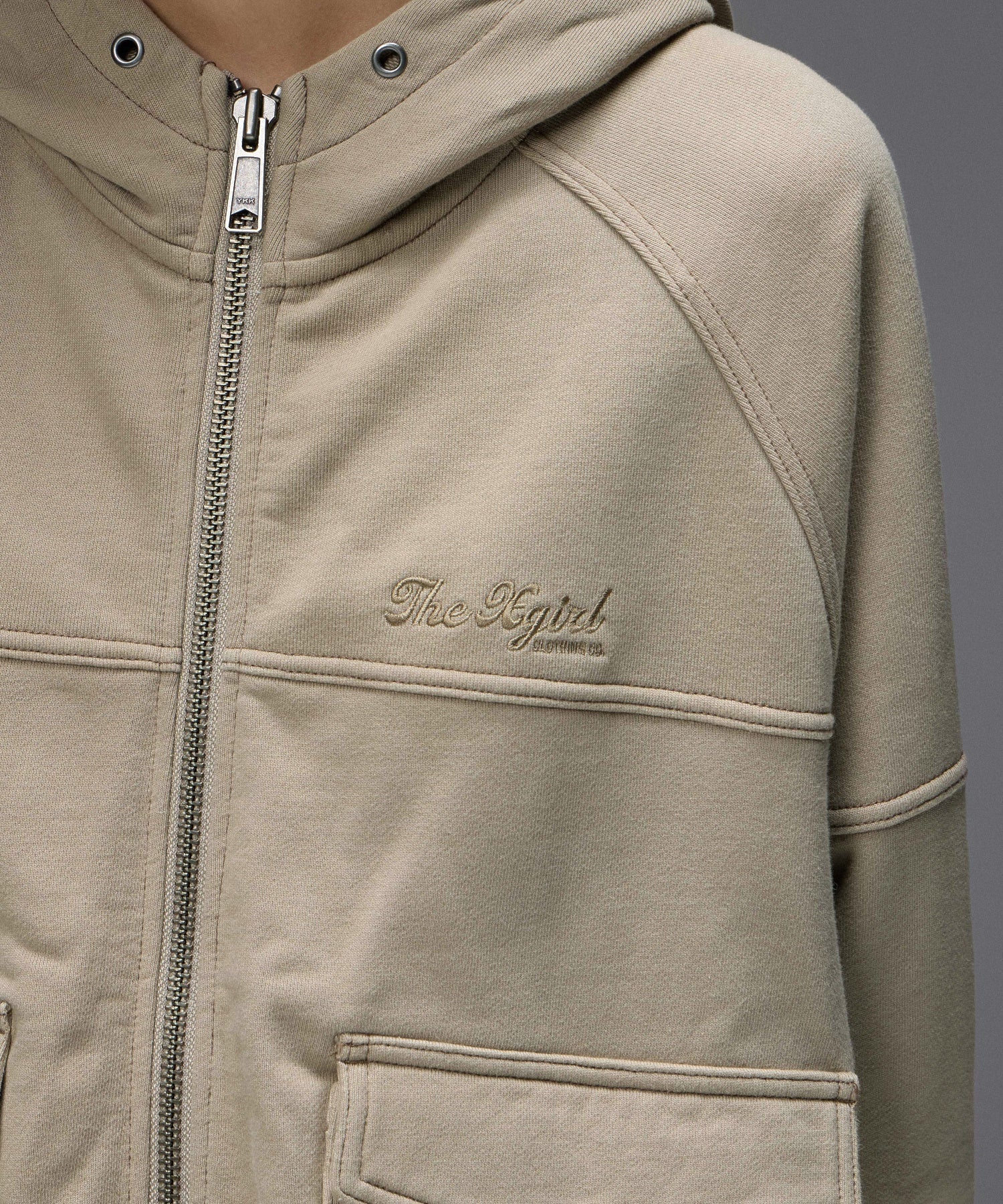 ARCH LOGO AND FACE HOODED SWEAT JACKET