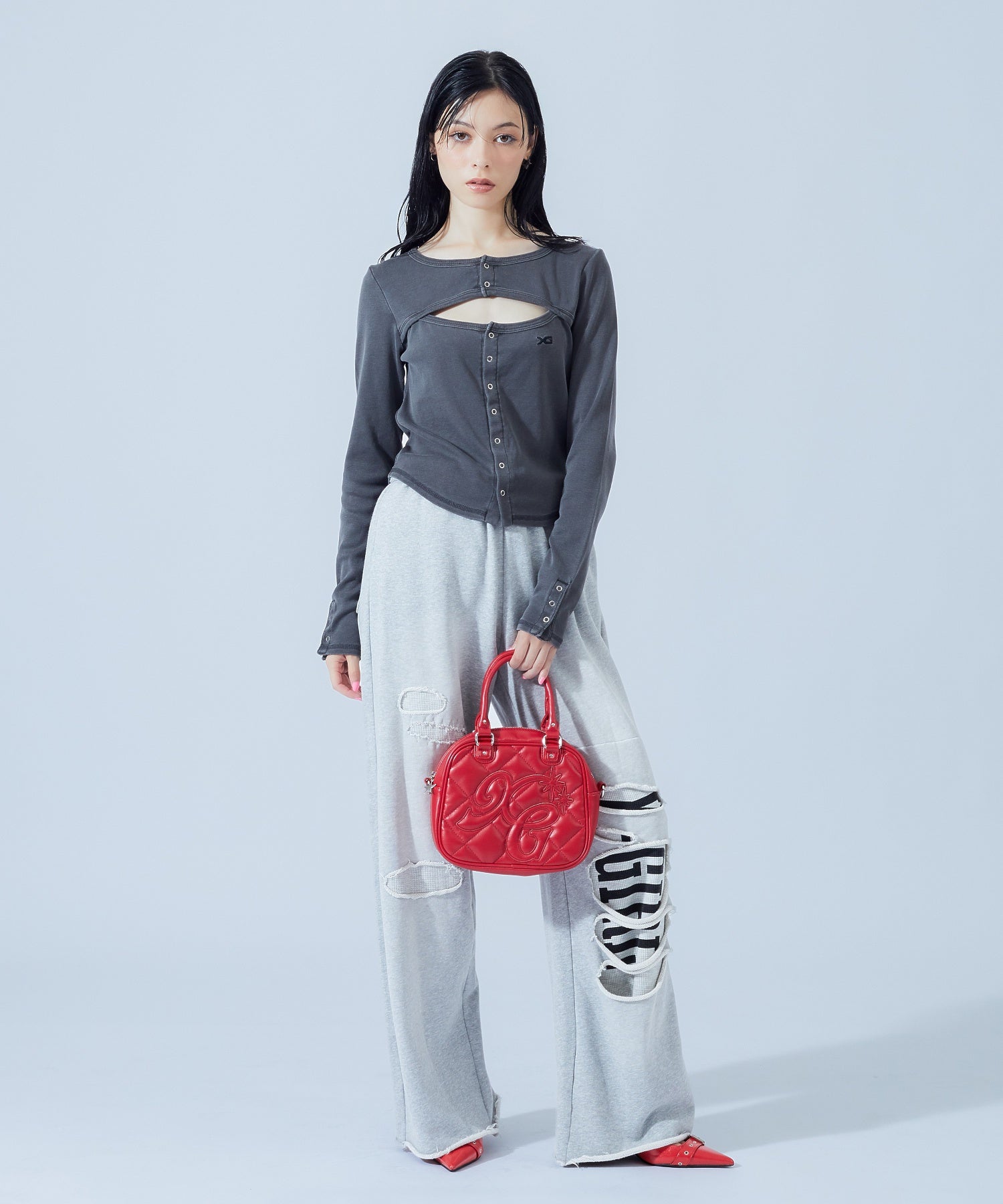 XG LOGO QUILTED BOSTON BAG