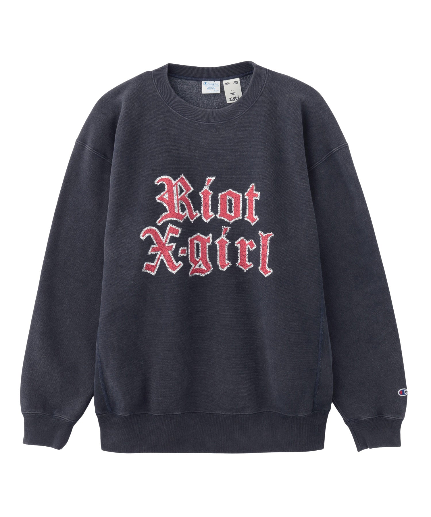 X-girl × Champion REVERSE WEAVE FADED LOGO SWEAT TOP