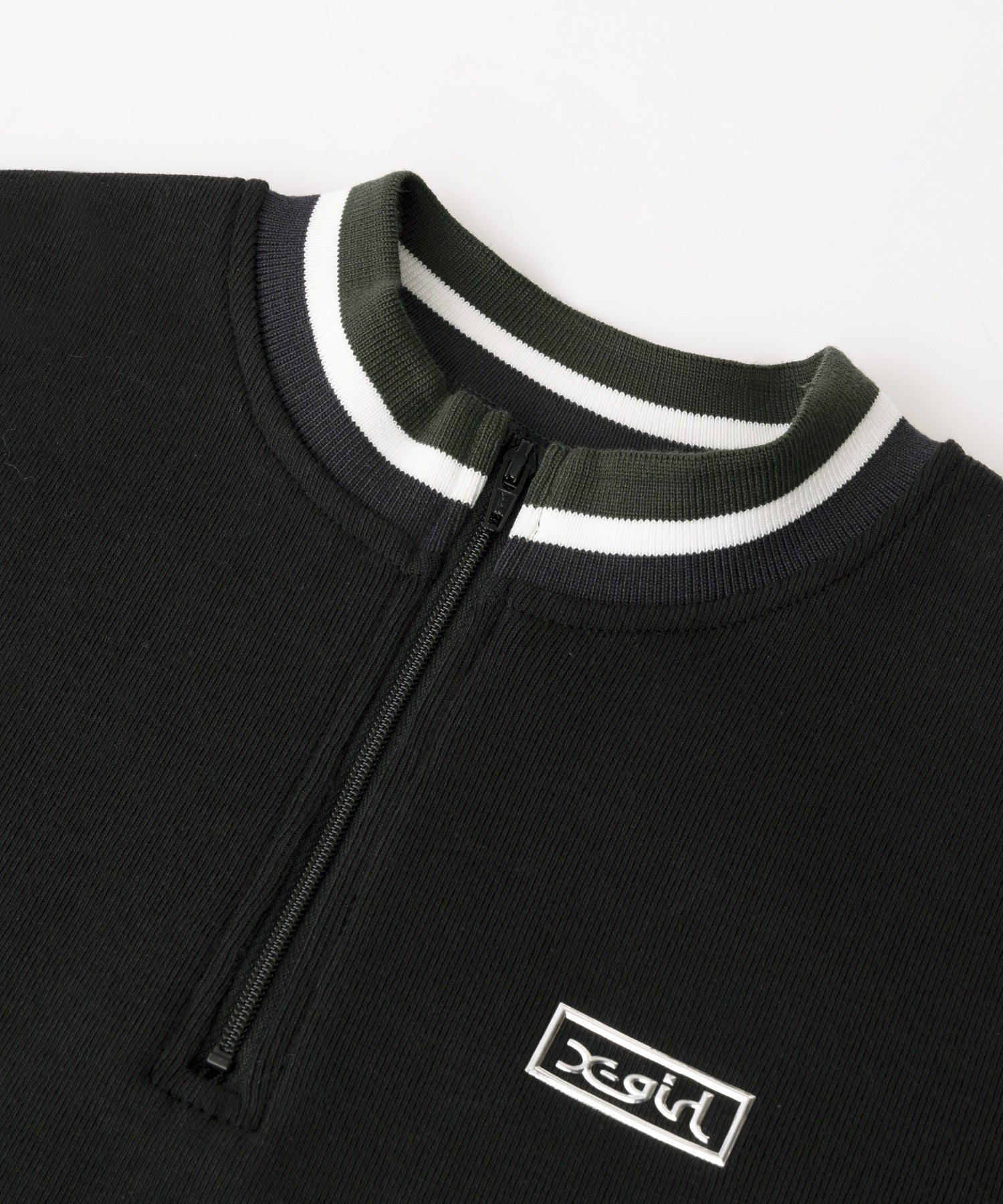 STRIPED RIB HALF ZIP TOP