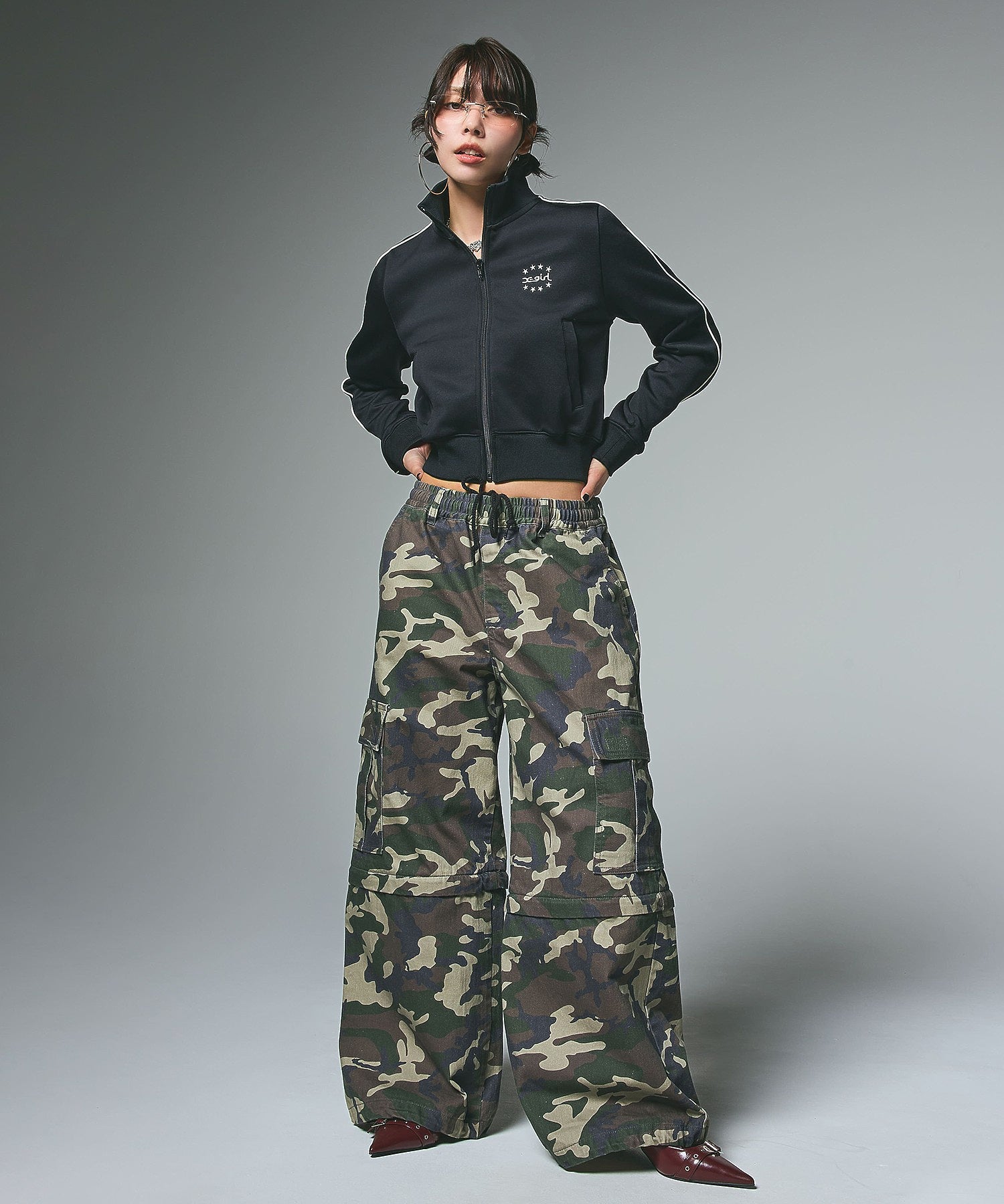 WASHED 2WAY WIDE LEG CARGO PANTS