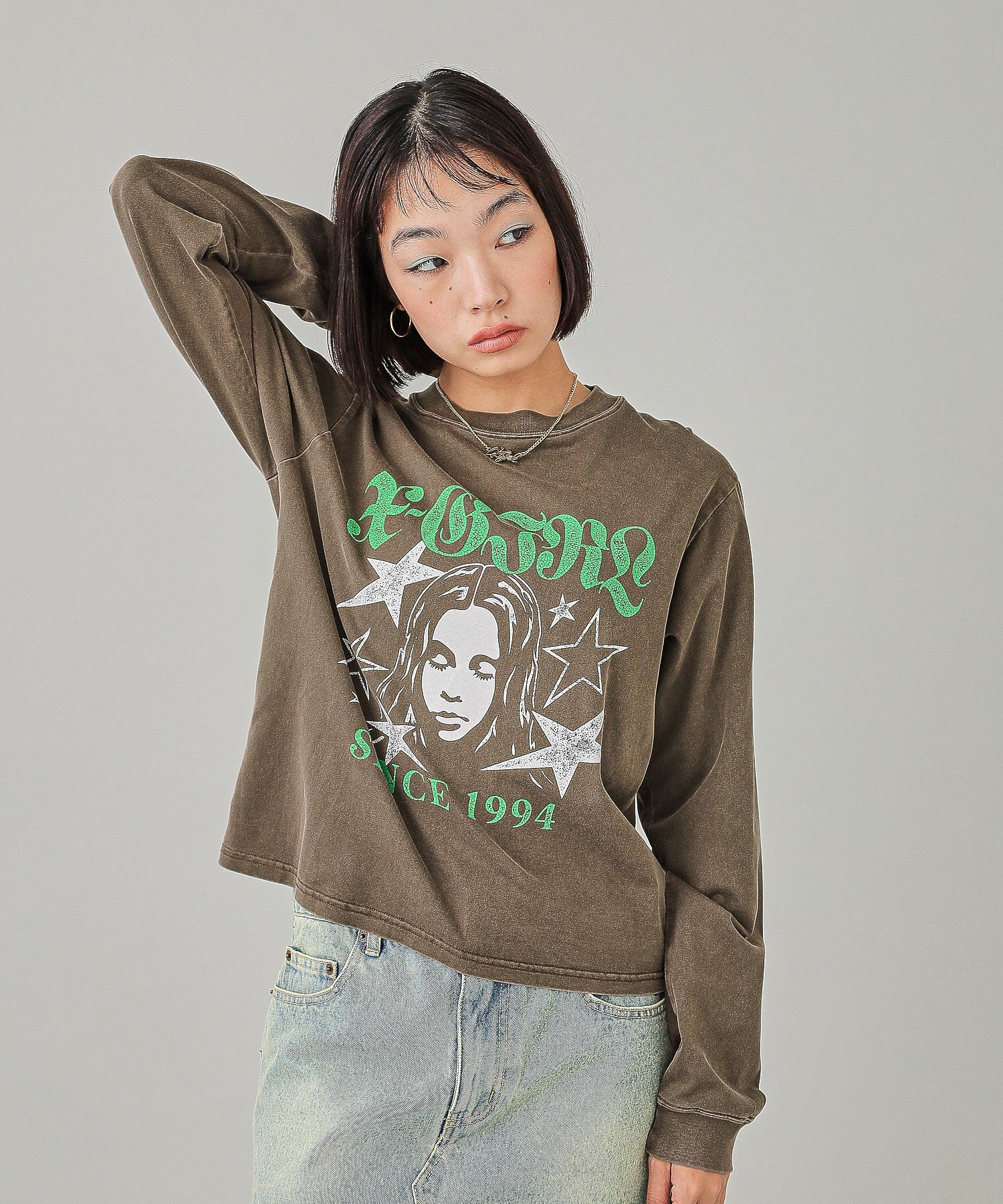 STAR AND FACE LOGO FADED L/S TEE
