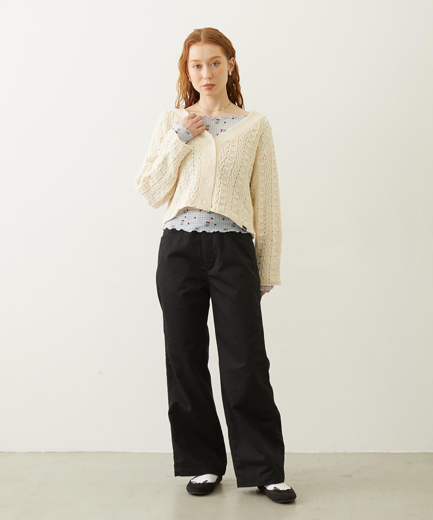 OPENWORK CABLE KNIT CARDIGAN