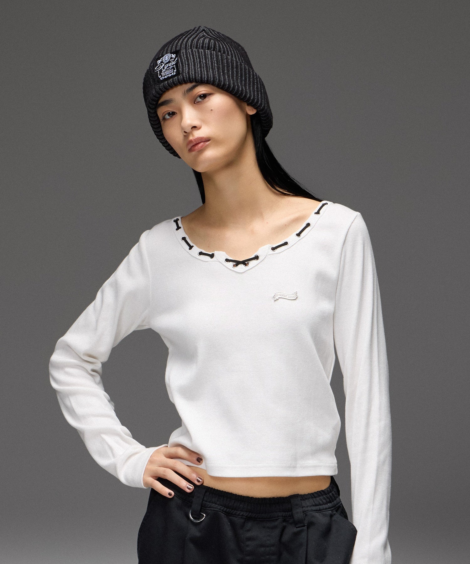 BICOLOR RIB CUFF BEANIE