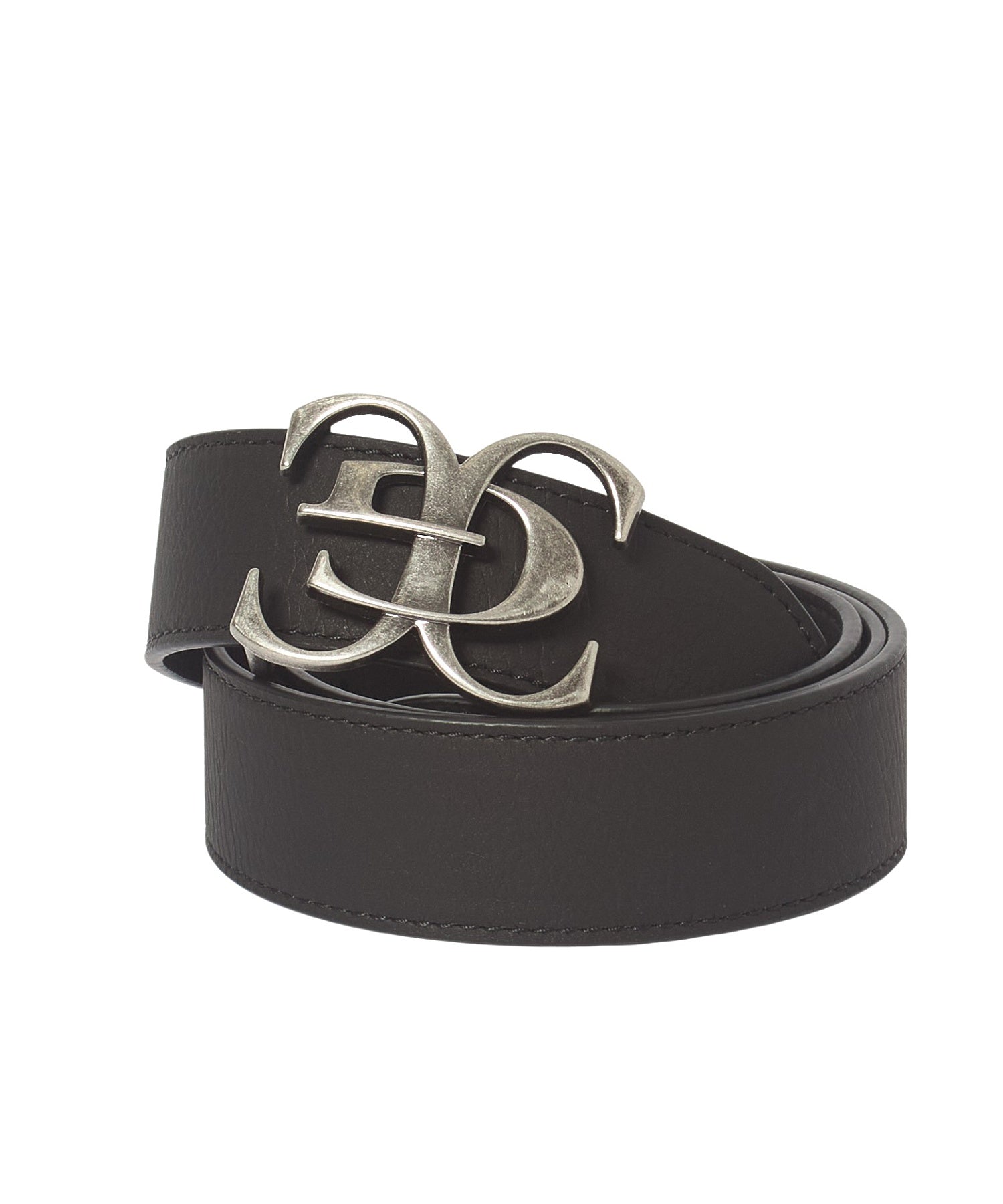 METAL XG EMBLEM BUCKLE FADED FAUX LEATHER BELT