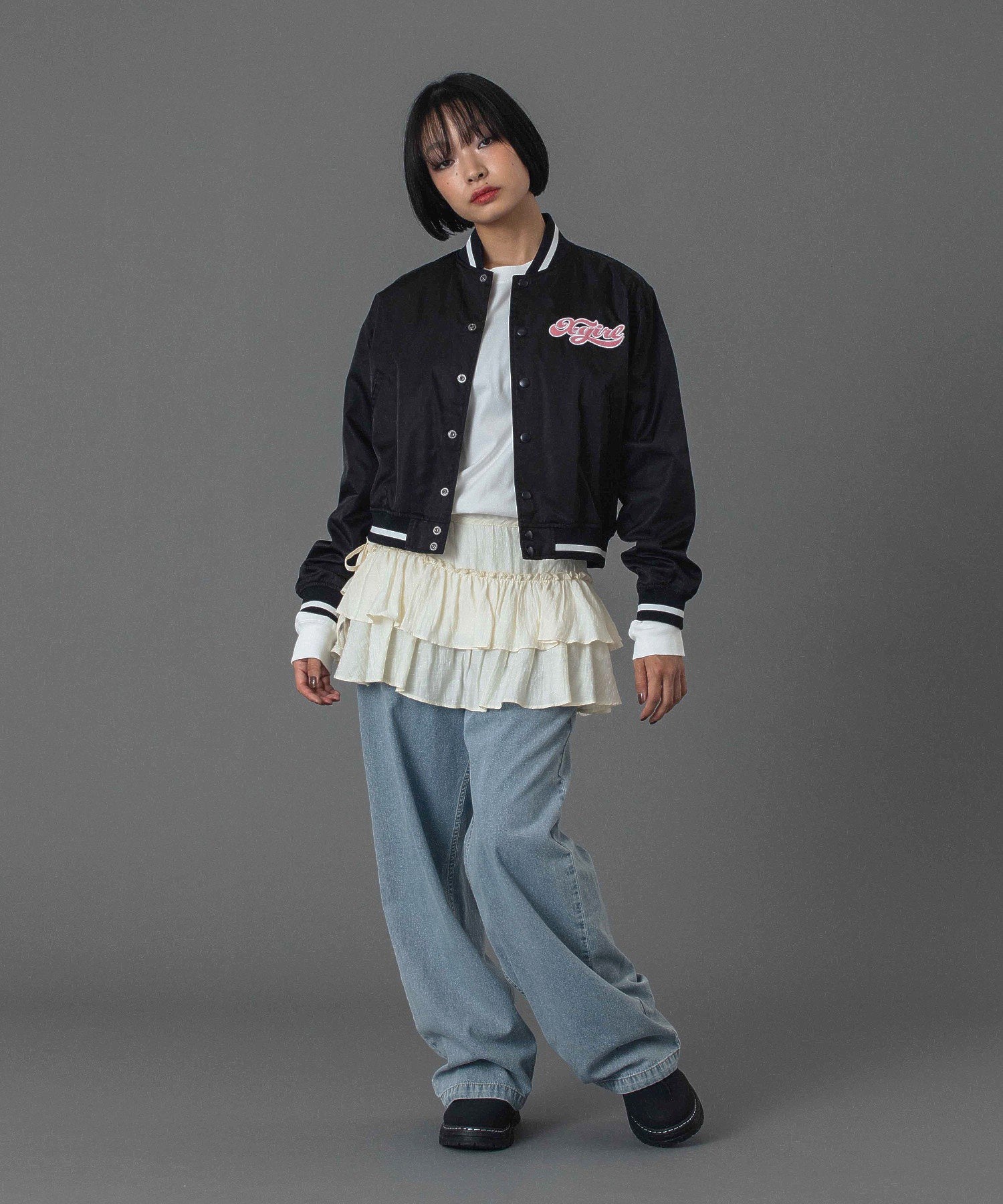 CHEERFUL LOGO VARSITY JACKET