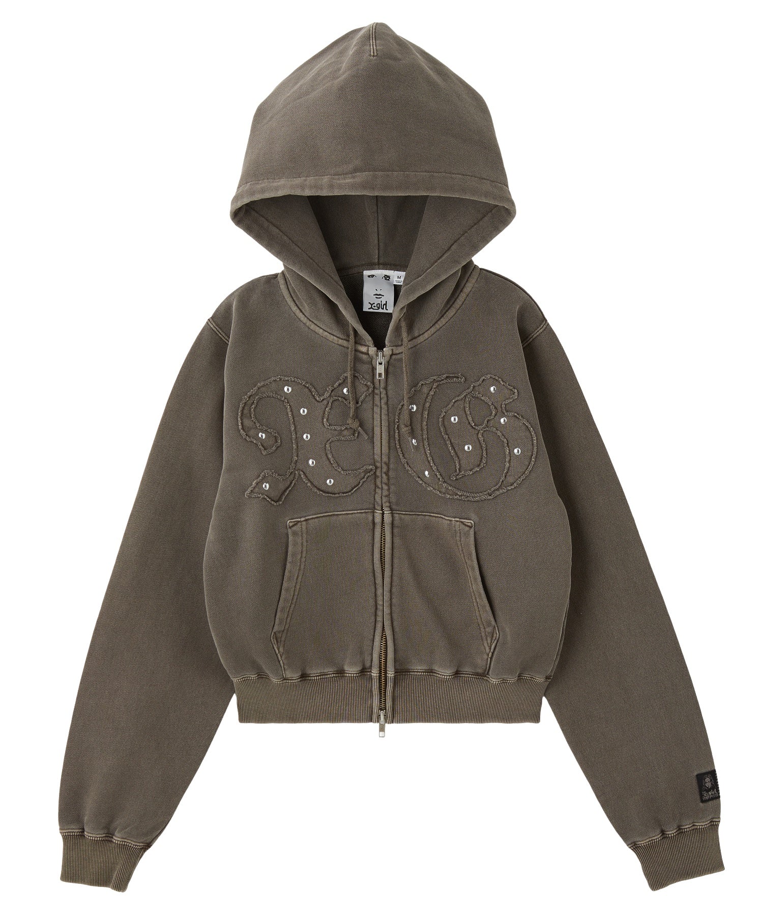 STUDDED XG LOGO ZIP UP SWEAT COMPACT HOODIE