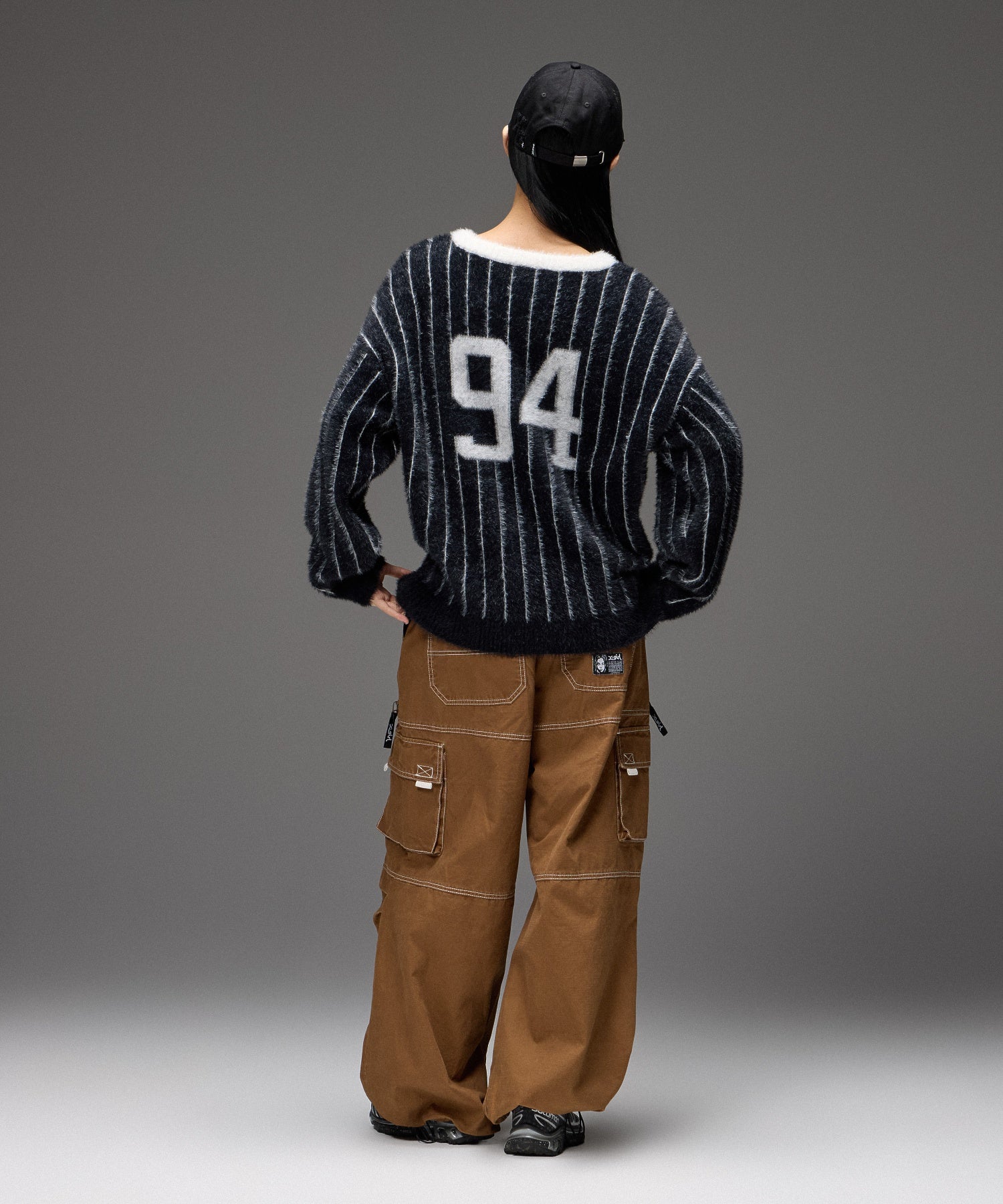 GAME SHIRT JACQUARD SHAGGY KNIT TOP