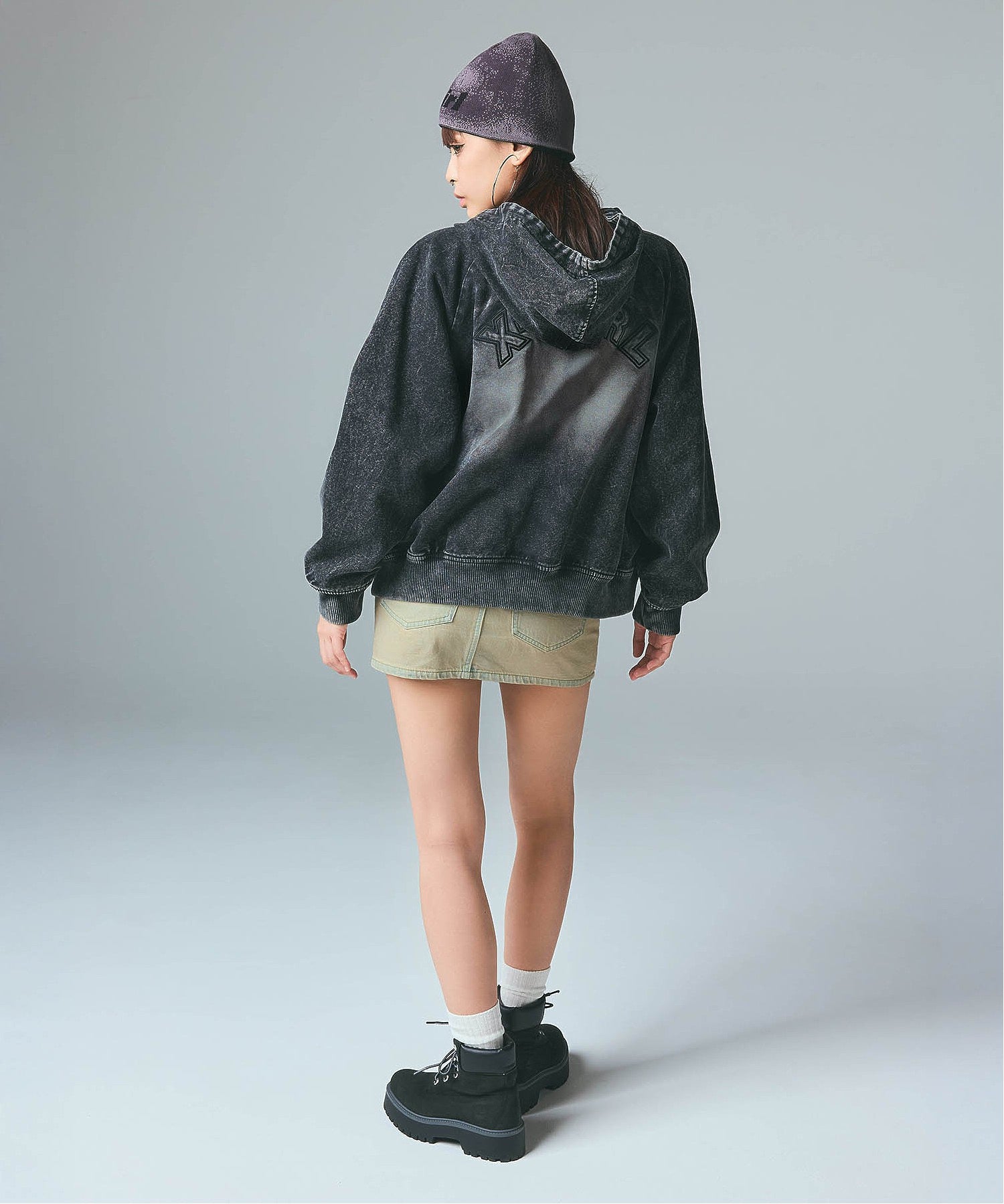 LOGO AND HAZY PATTERN REVERSIBLE BEANIE