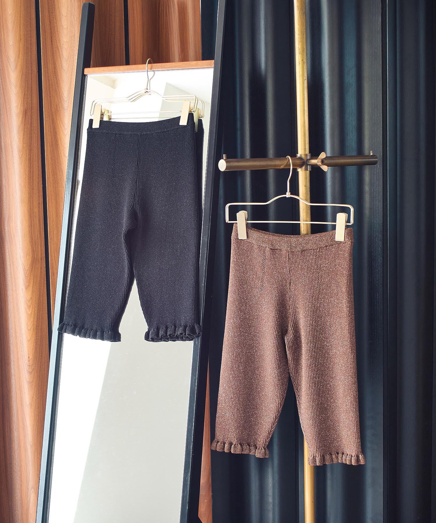 CREOLME/LAME KNIT HALF PANTS