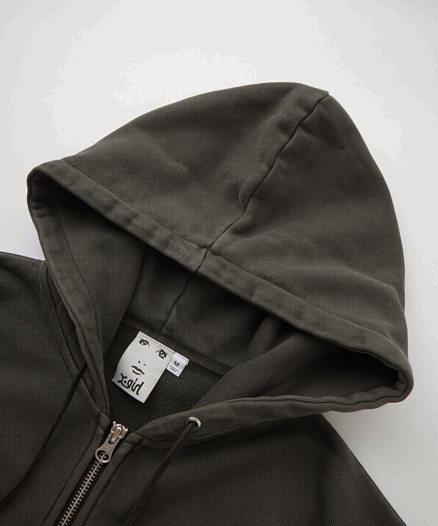 MIX LOGO & FACE FADED ZIP UP SWEAT HOODIE