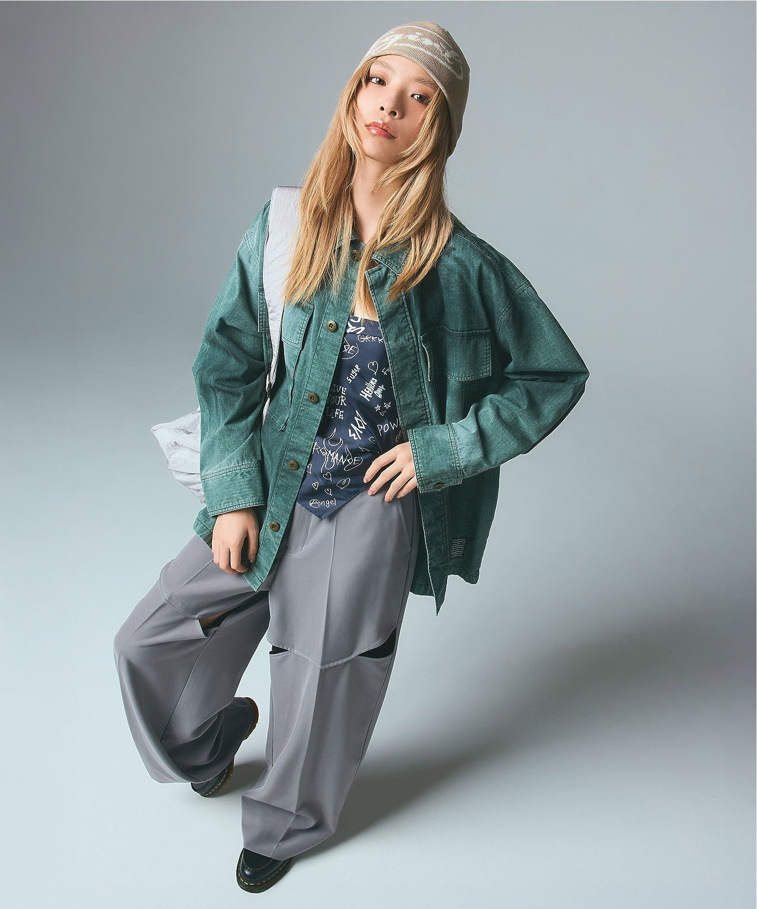 CURVED CUT PANELED PANTS