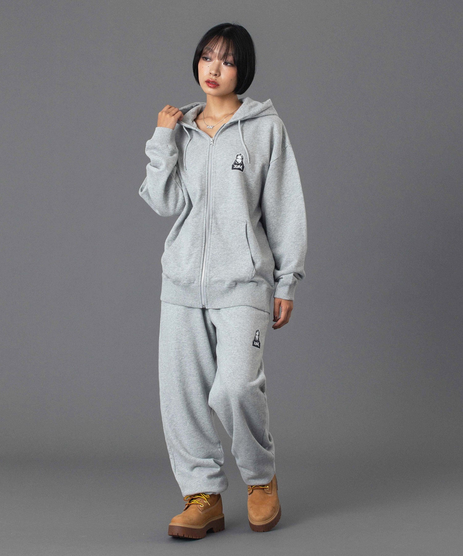 FACE AND WORDS ZIP UP SWEAT HOODIE
