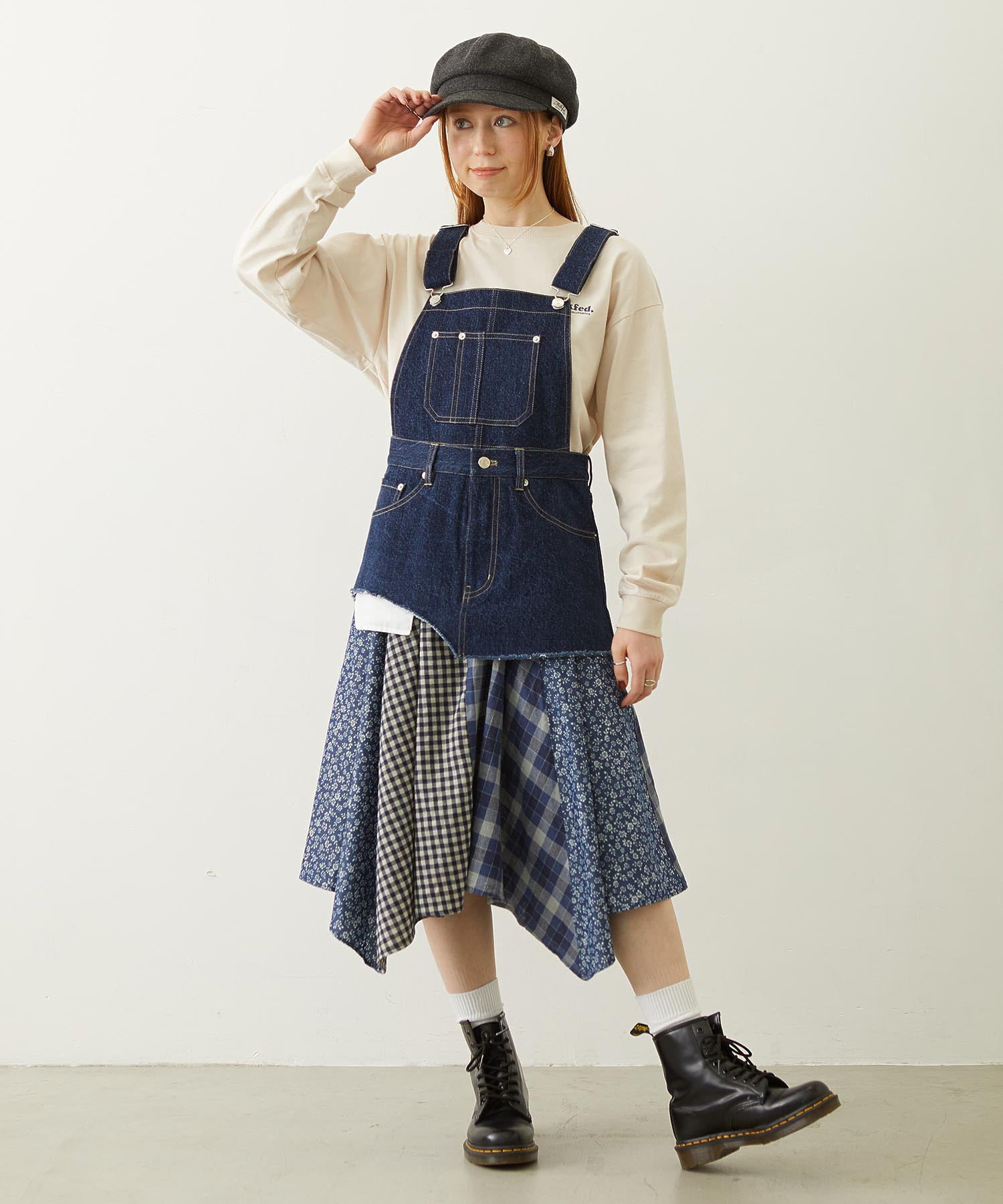 PATCHWORK OVERALL SKIRT