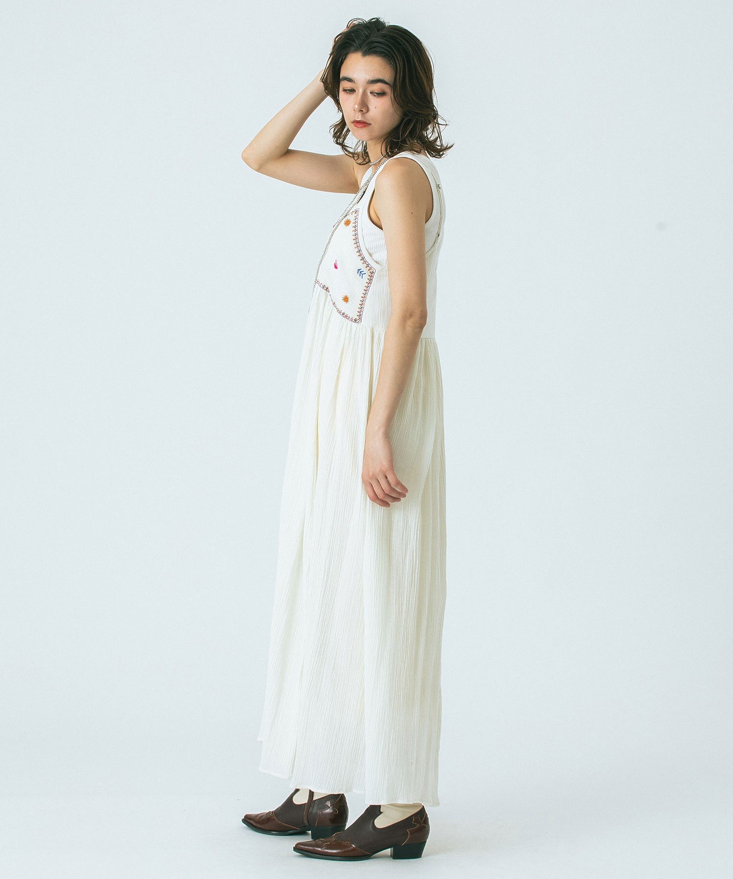 HLAADA for ROSE BUD/EMBROIDERY SLIP DRESS