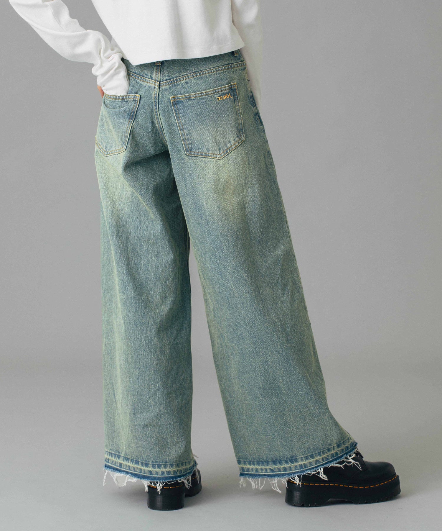 LOW RISE OVERDYED DENIM PANTS