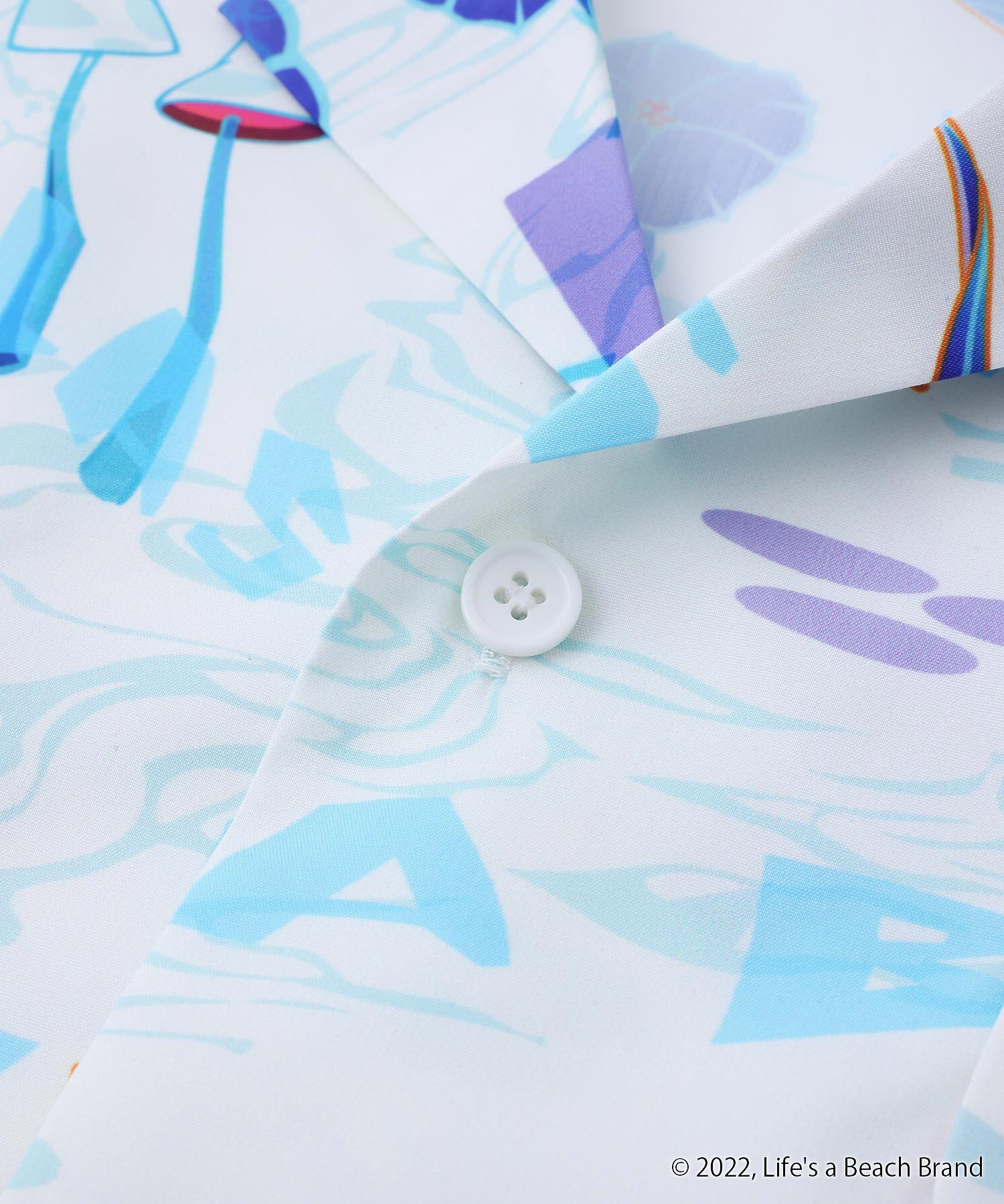 SILASxLIFE'S A BEACH MUSHROOM PATTERN OPEN COLLAR S/S SHIRT