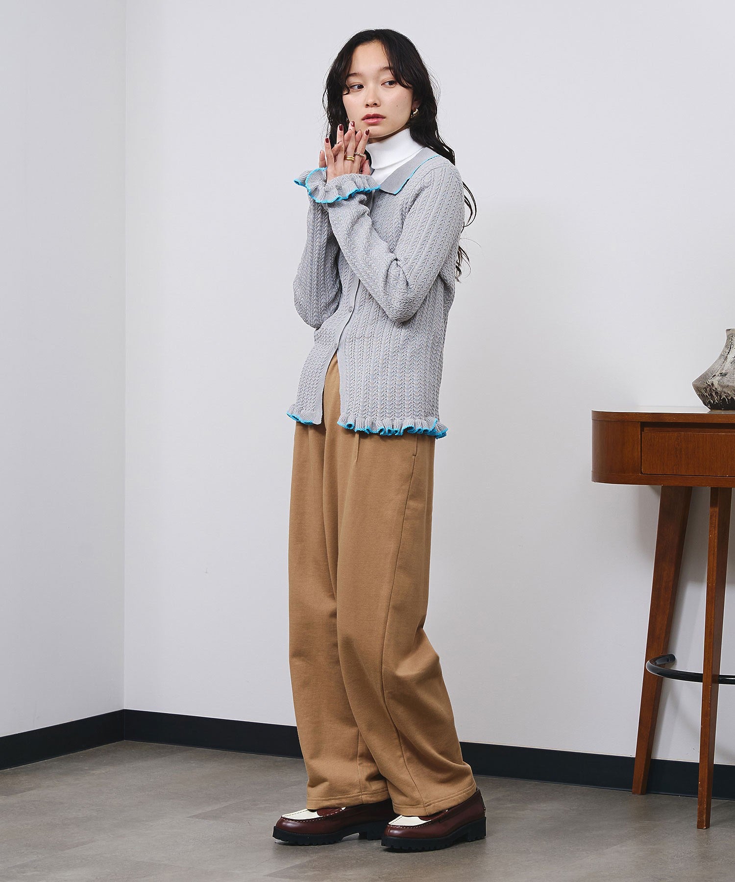 TUCKED WIDE-LEG SWEATPANTS