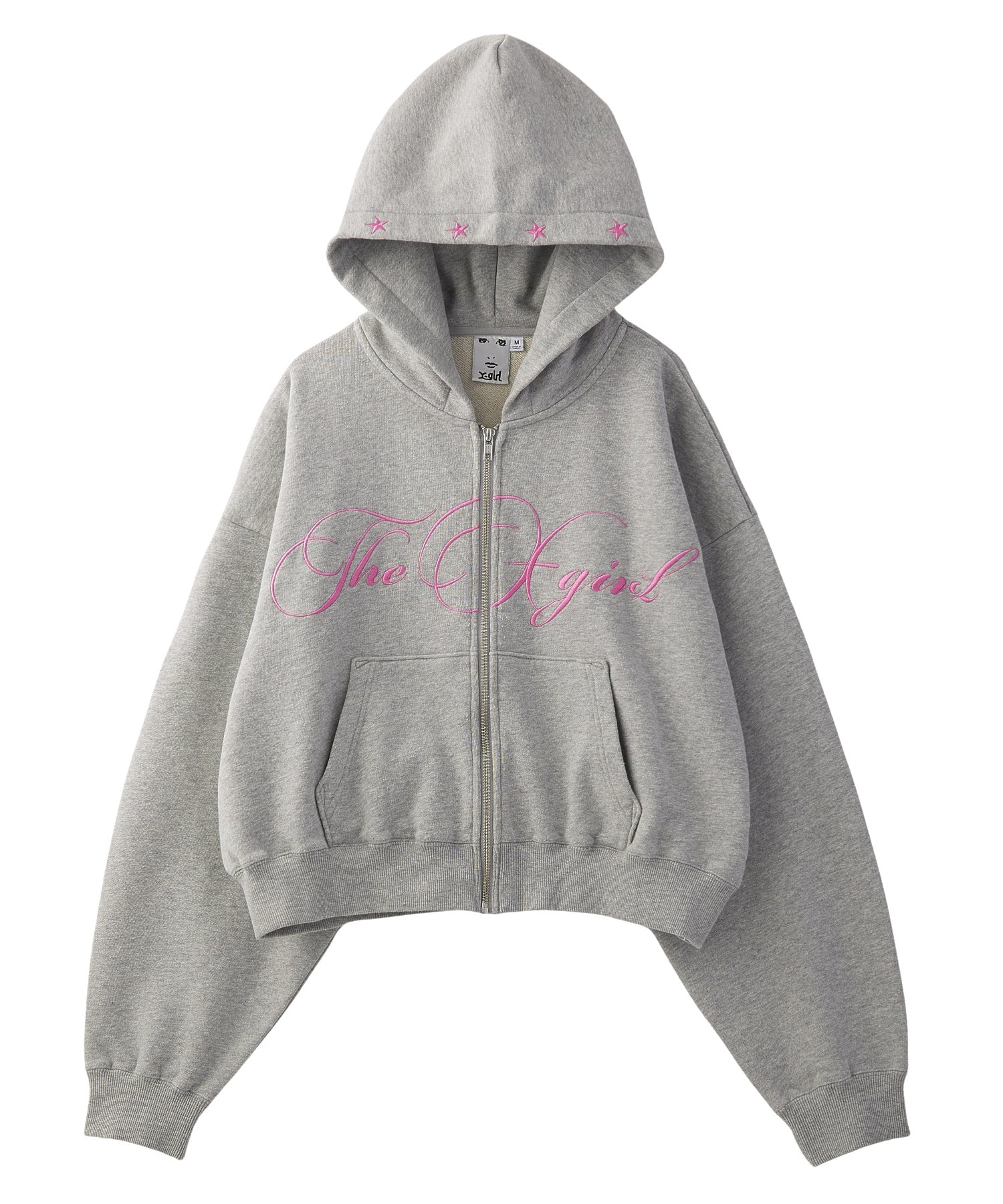 PENCIL SCRIPT LOGO EMBROIDERED ZIP UP SWEAT HOODIE