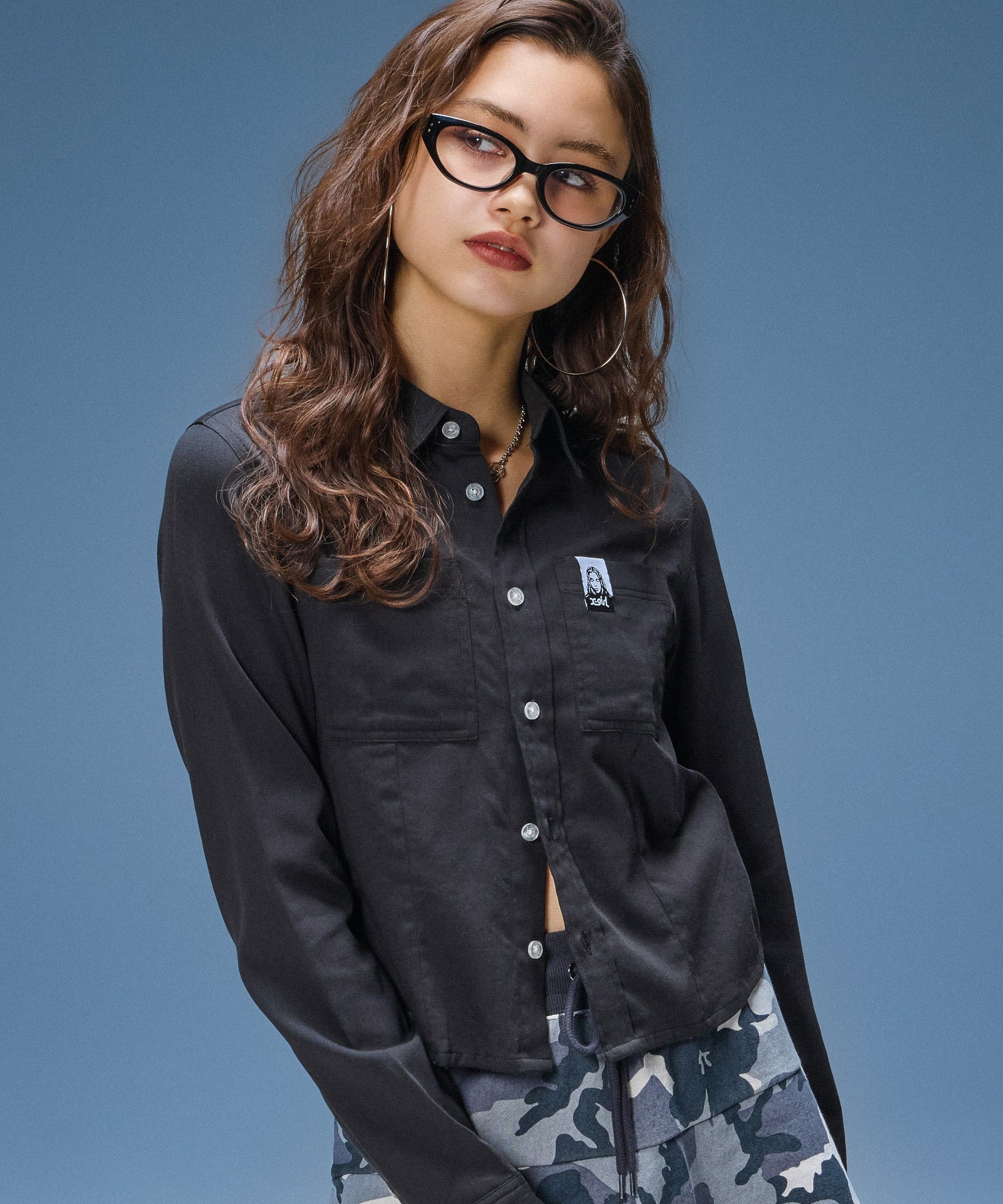 FACE LABEL L/S COMPACT SHIRT