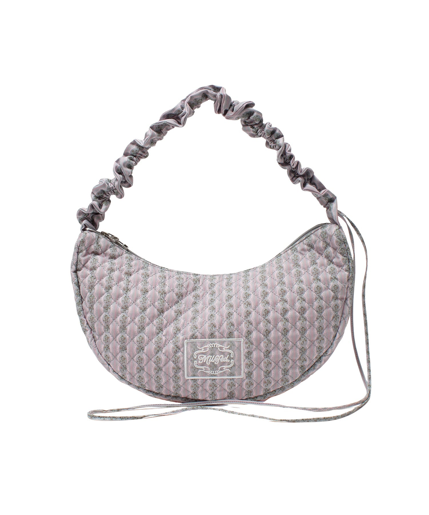STRIPED FLOWER QUILTED SHOULDER BAG