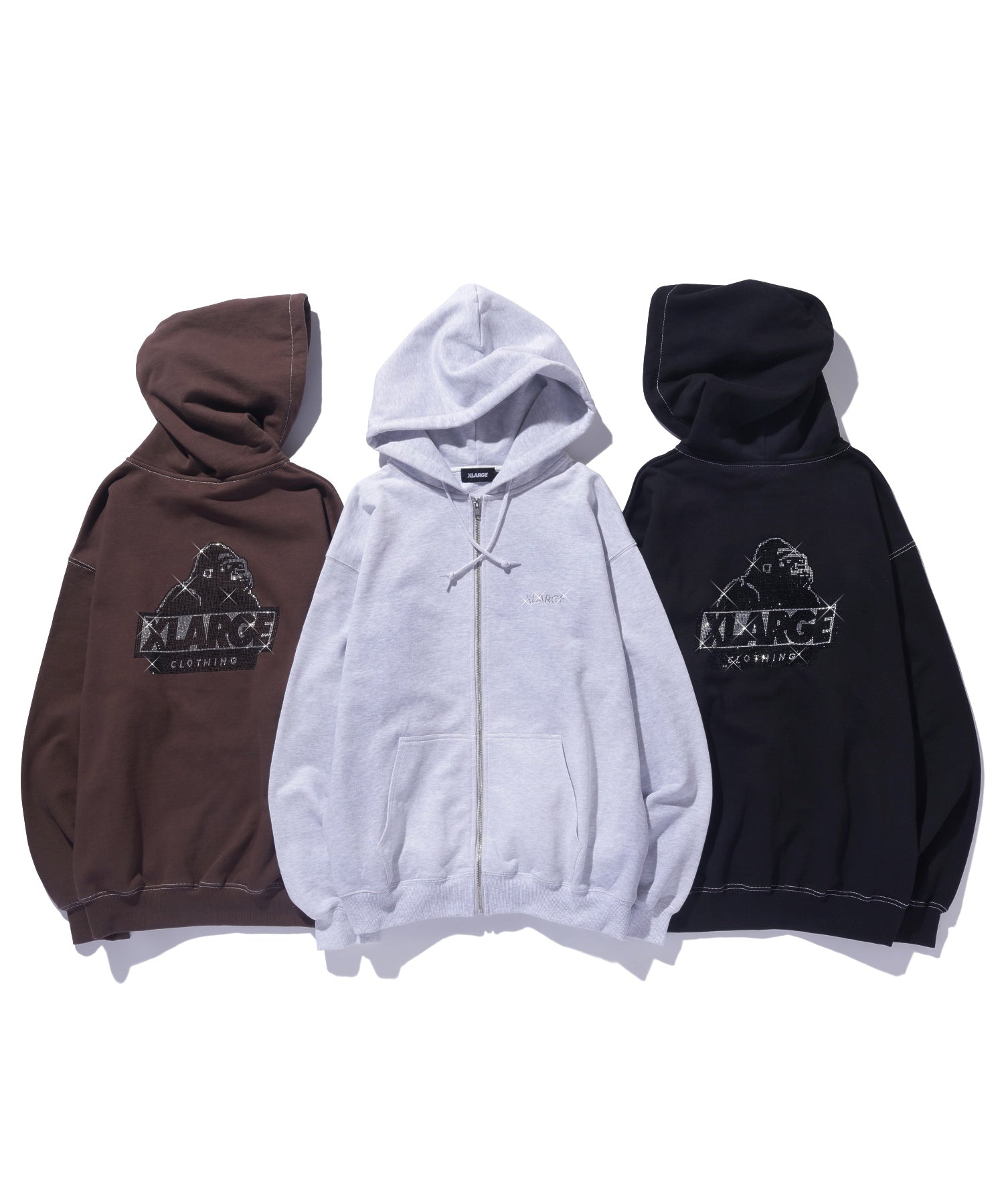 RHINESTONE OG ZIP HOODED SWEATSHIRT