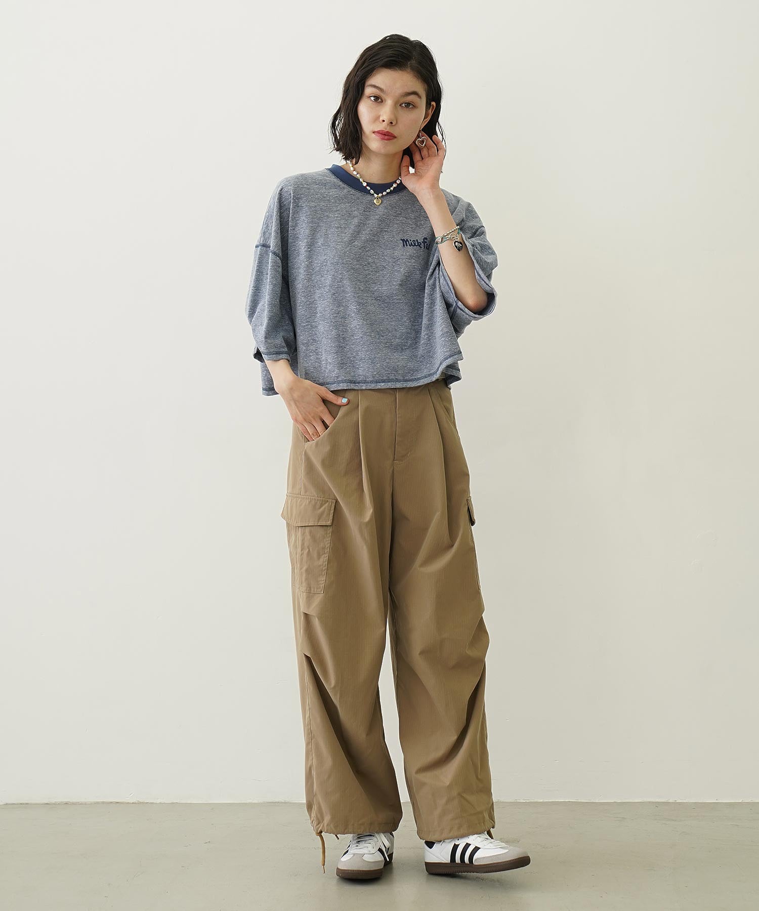 COLOR STITCH WIDE S/S TOP