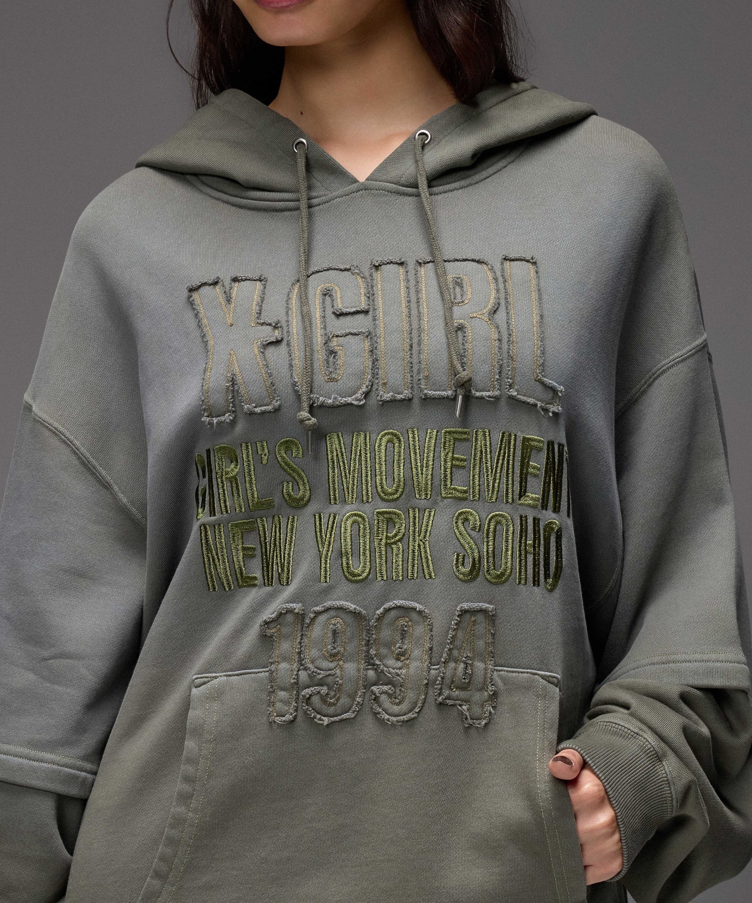 FADED LAYERED SWEAT HOODIE