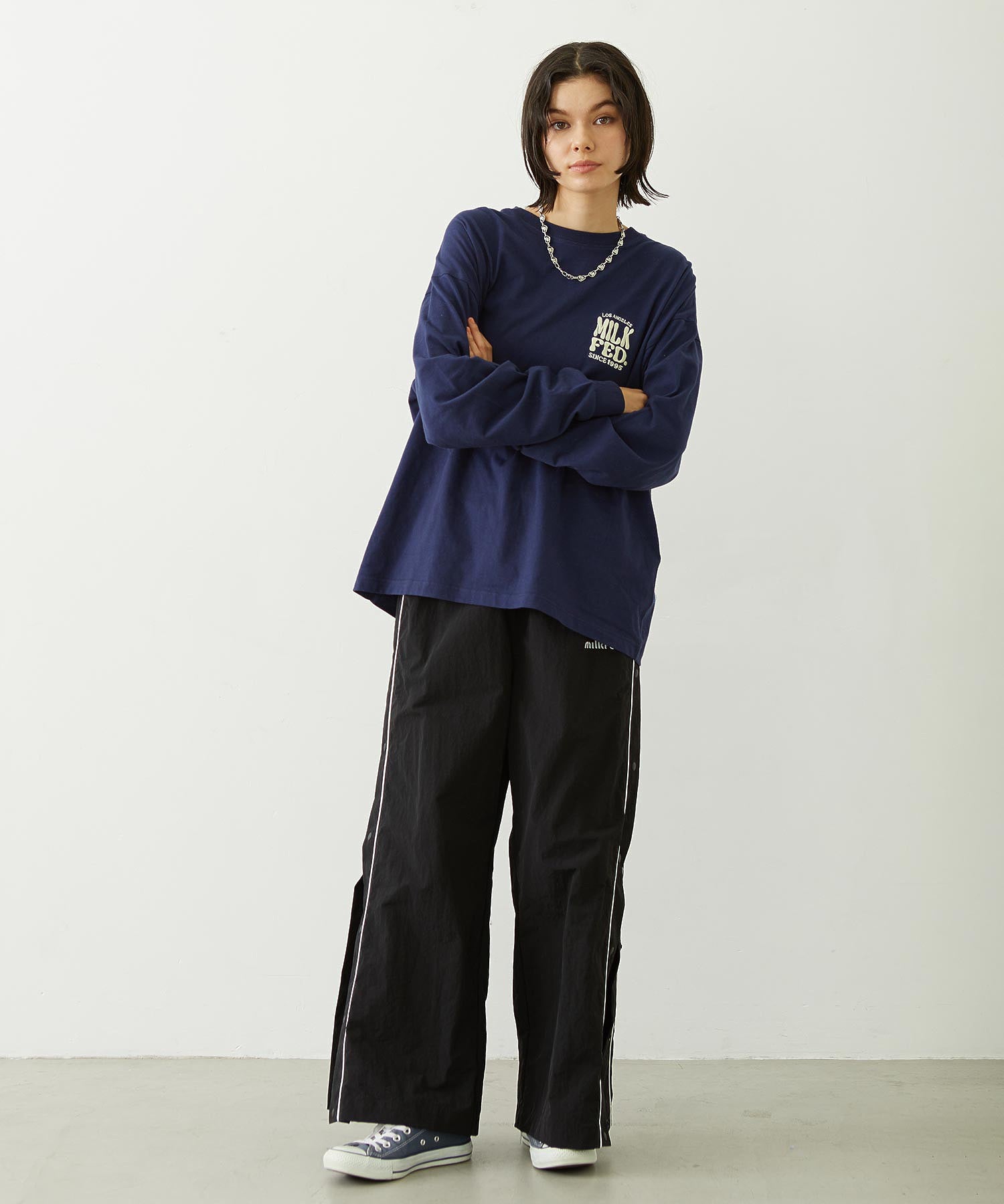 FLOWER DOT PATTERN LOGO WIDE L/S TEE