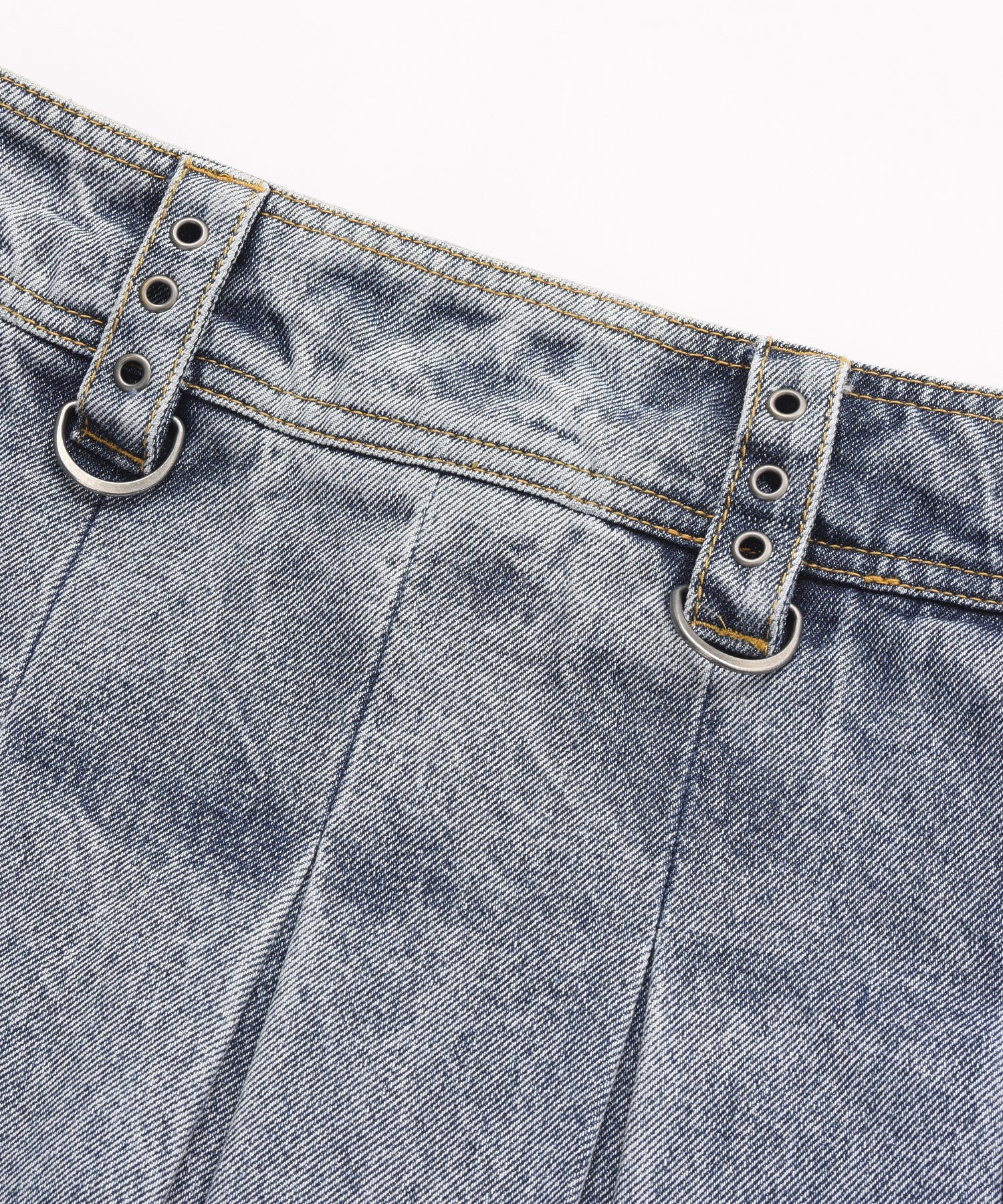 BOX PLEAT DENIM MINI SKIRT